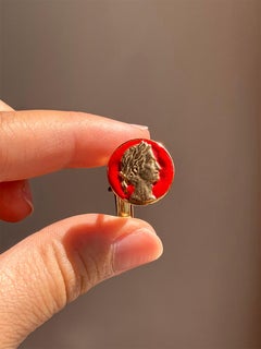 Rossella Ugolini 24K Yellow Gold-Plated Red Enamel Handcrafted Coin Cufflinks