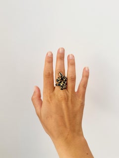 Rossella Ugolini 24k Yellow Gold Plated Ruby Eye Black Enamel Snake Ring