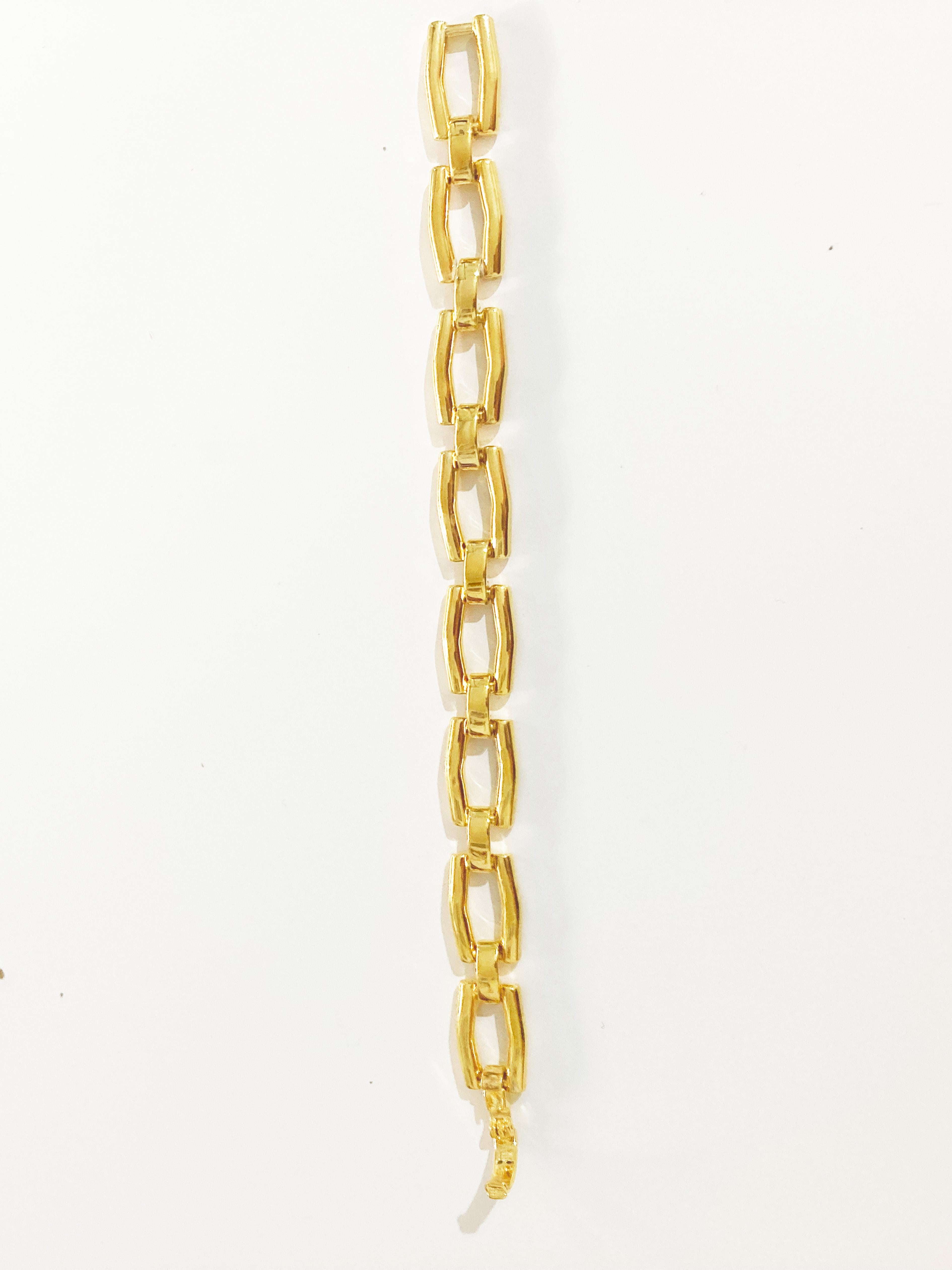 Rossella Ugolini 24K Yellow Gold Plated Unique Links Chain Bracelet In New Condition For Sale In Rome, IT