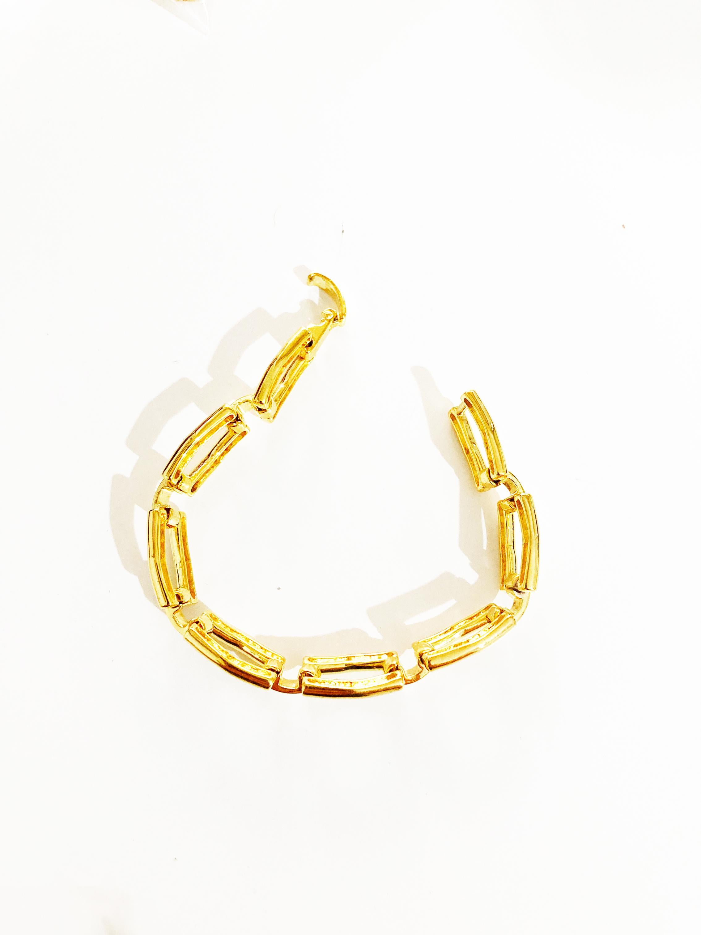 Rossella Ugolini 24K Yellow Gold Plated Unique Links Chain Bracelet For Sale 1