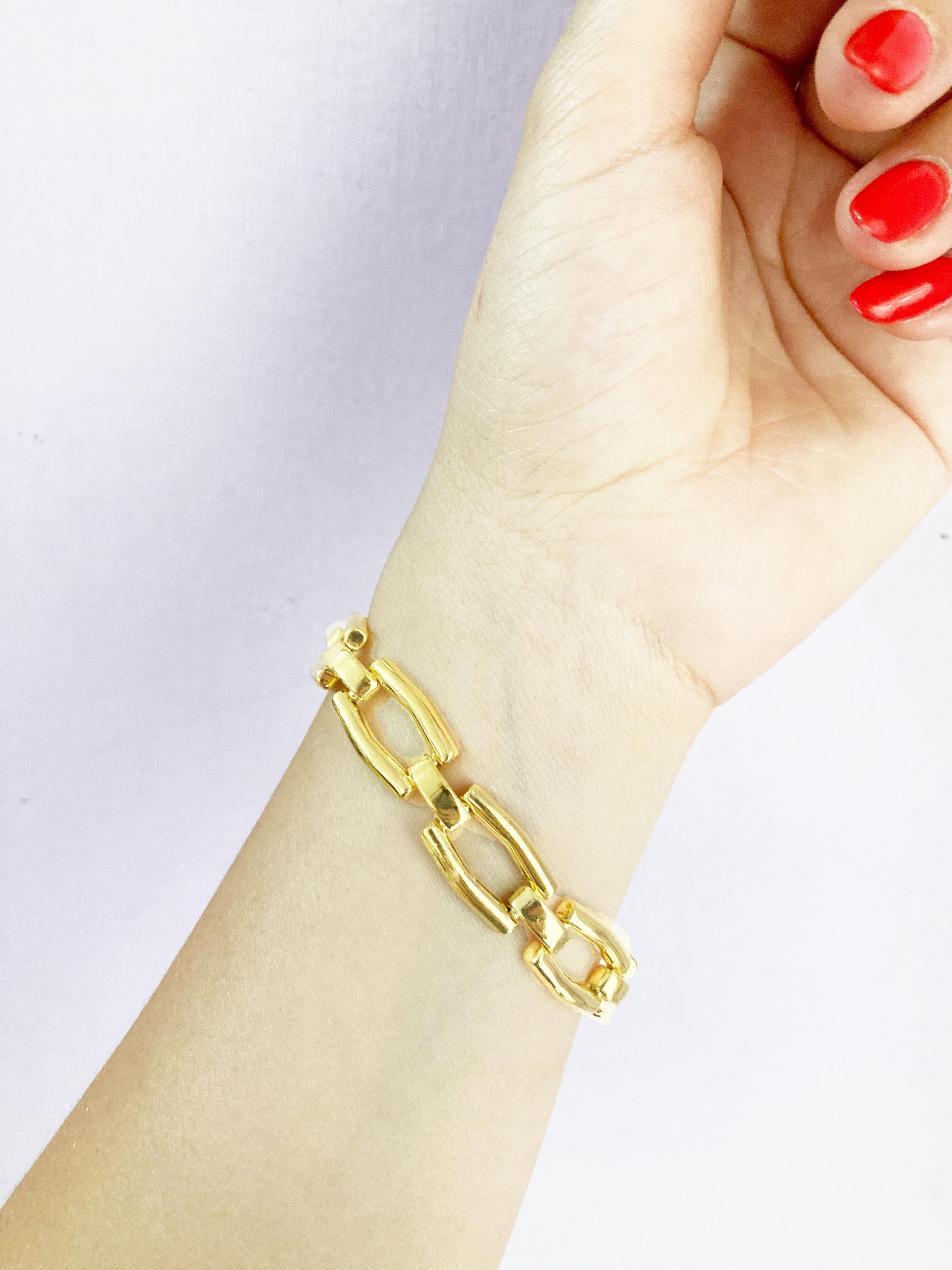Rossella Ugolini 24K Yellow Gold Plated Unique Links Chain Bracelet For Sale 2