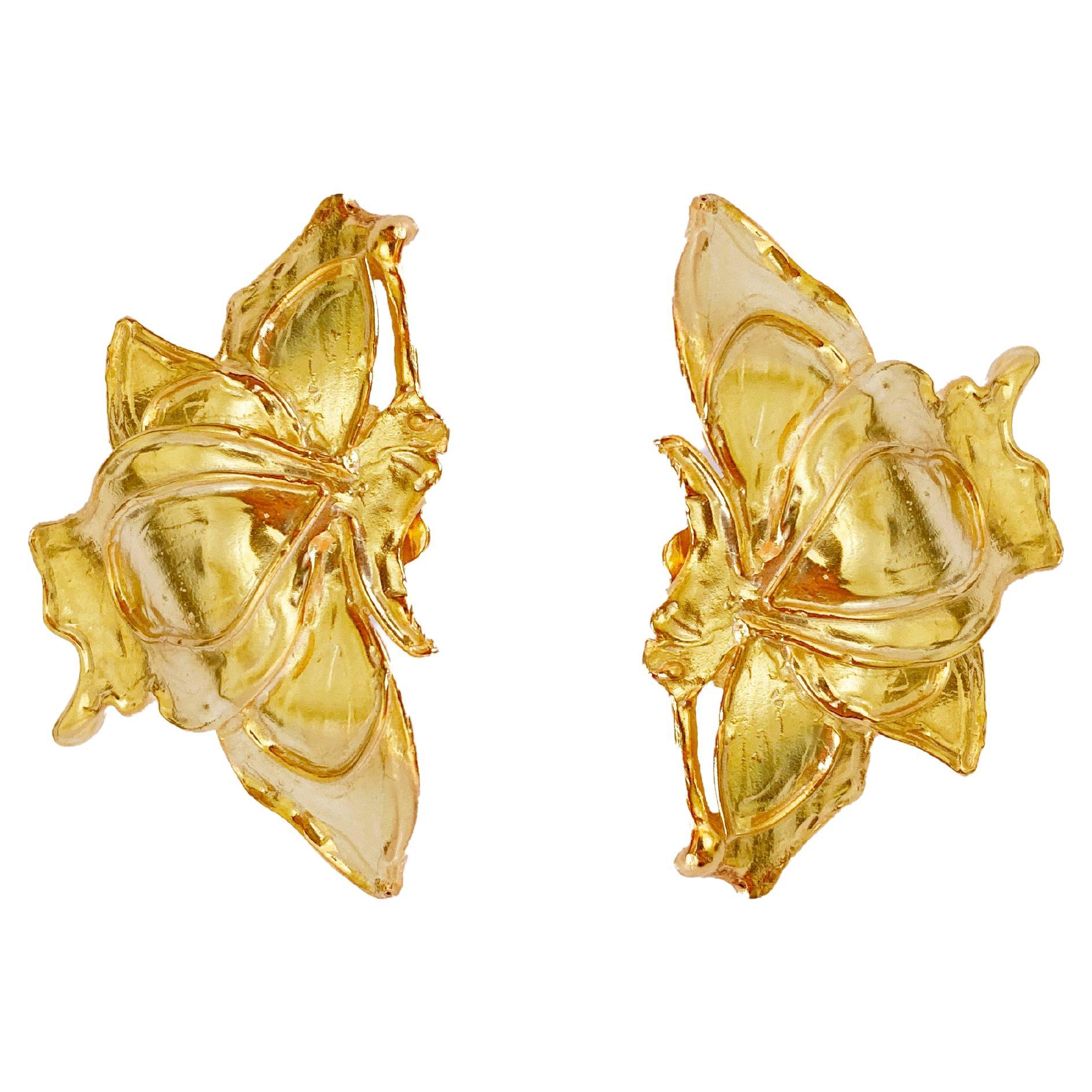 Rossella Ugolini 24kt Gold Plated Ephemery Butterfly Stud Earrings