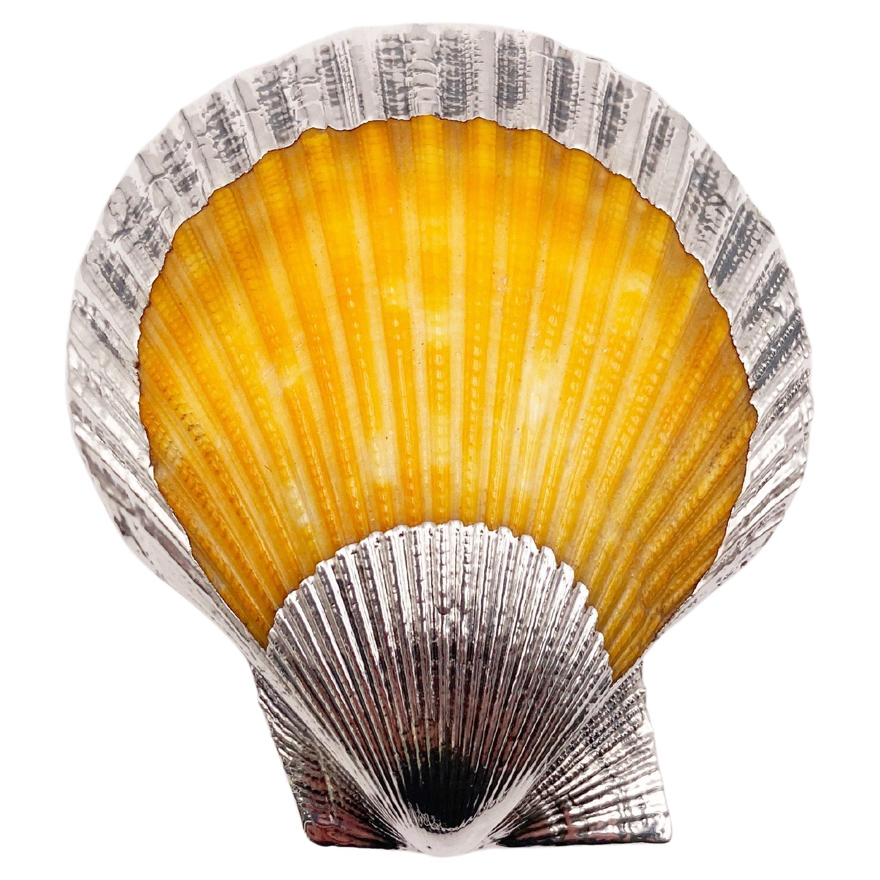 Circa 1980 Desk Accessory Silver Seashell Motifs