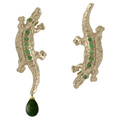 Rossella Ugolini Alligator 18K Yellow Gold Emeralds Unisex Earrings
