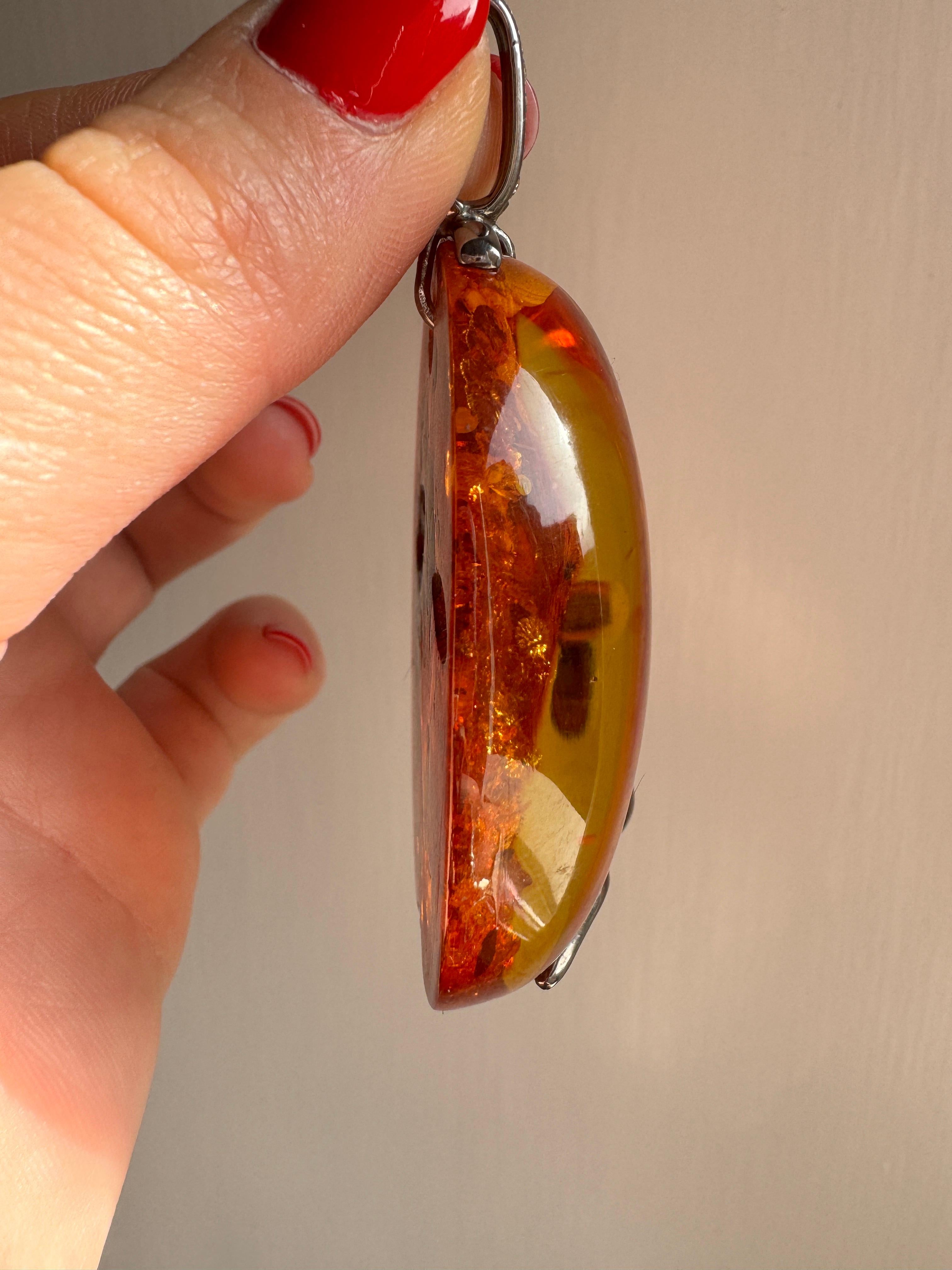da uomo o donna Rossella Ugolini Collana a serpente con catena in argento Sterling con ambra e diamanti bianchi 0.21c in vendita