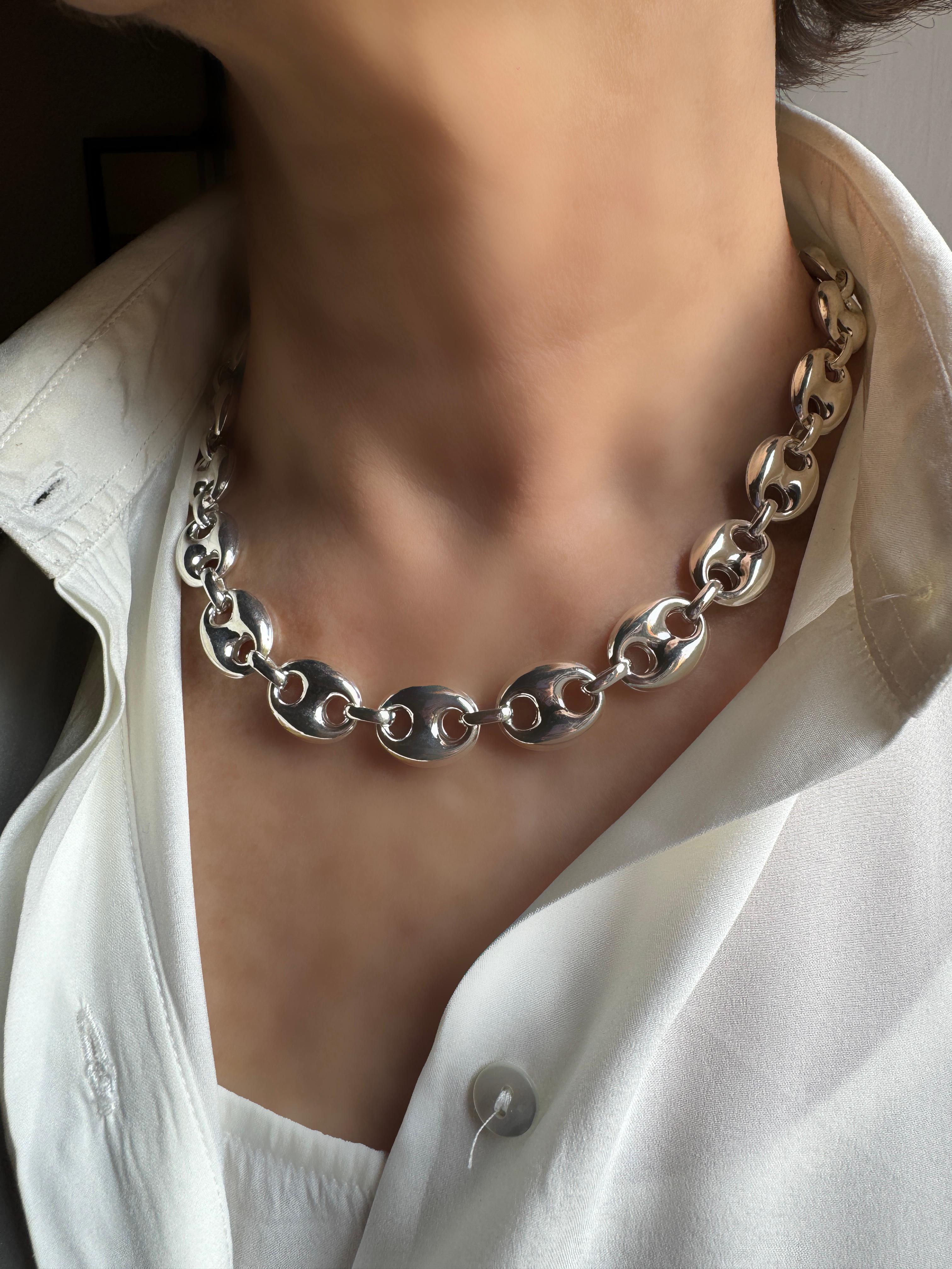 Ankerkette von Rossella Ugolini aus Sterlingsilber, Sterlingsilber-Halskette, hergestellt in Italien (Moderne) im Angebot
