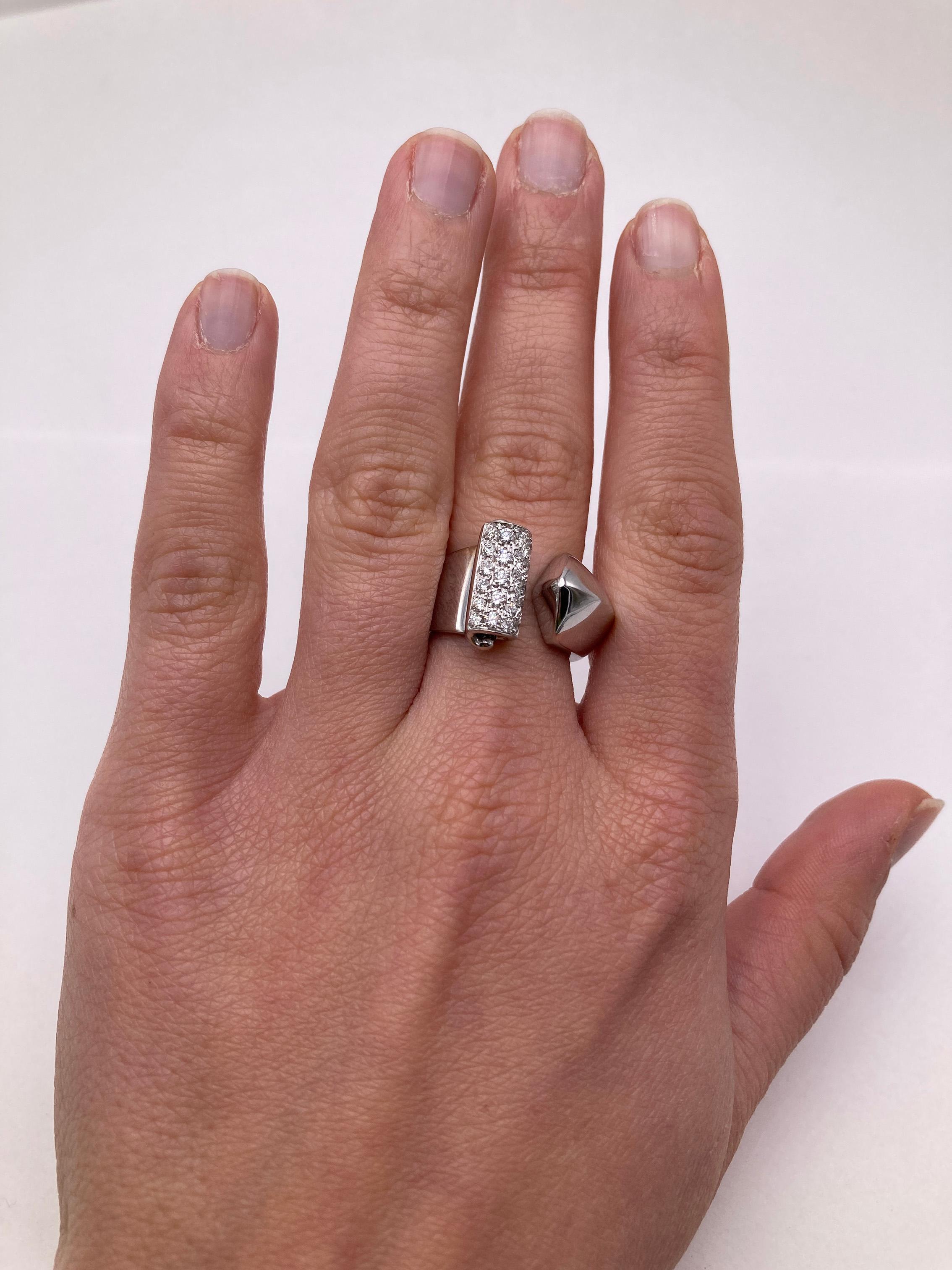 Rossella Ugolini Art Deco Style 18K Gold 0.22 Carat White Diamond Band Ring For Sale 5