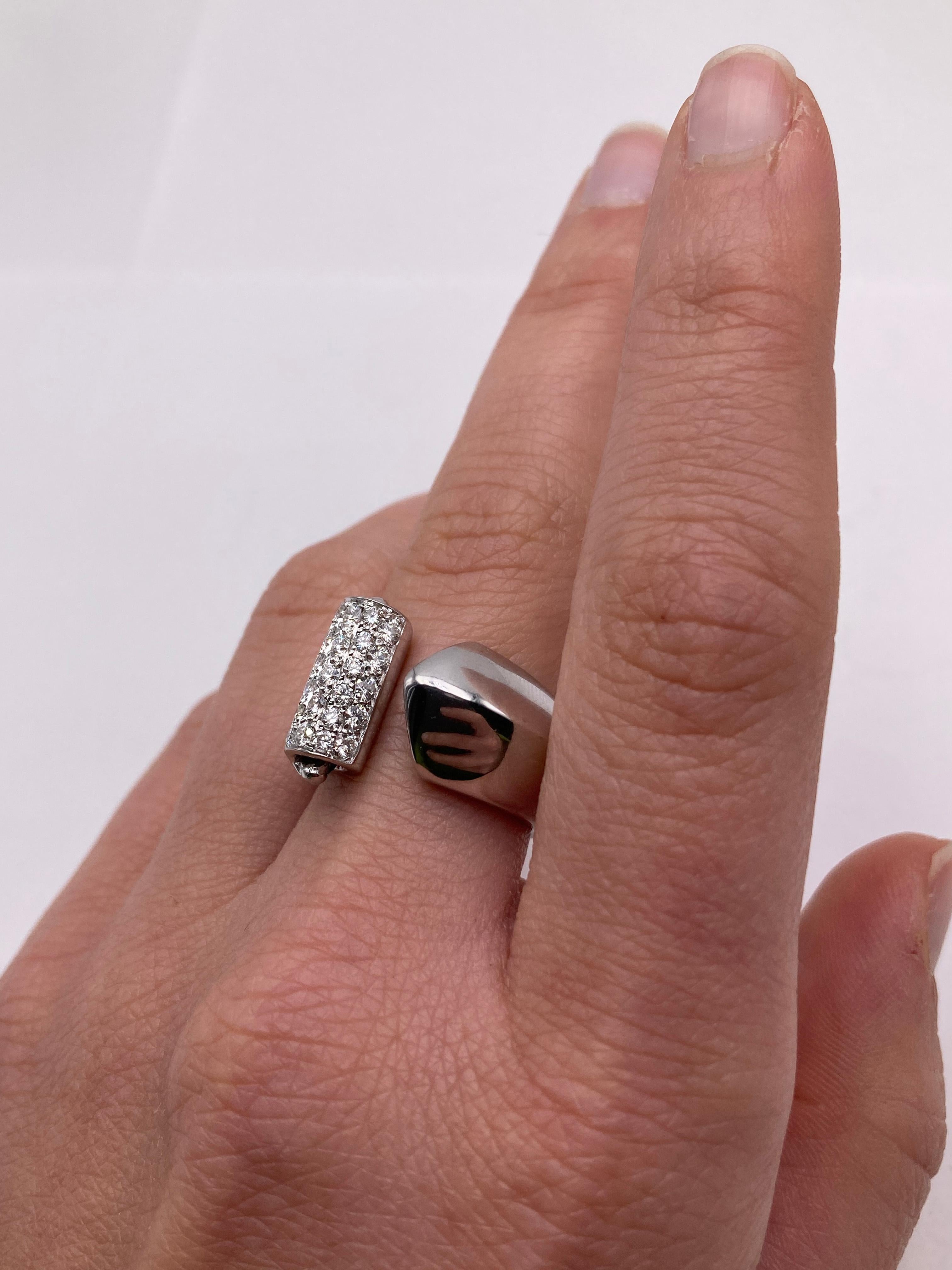 Rossella Ugolini Art Deco Style 18K Gold 0.22 Carat White Diamond Band Ring For Sale 2