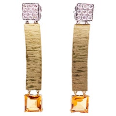 Rossella Ugolini, artiste, boucles d'oreilles en or jaune 18 carats, diamants blancs 1,80 carat et citrine