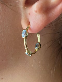 Rossella Ugolini Blue Topaz 18K Yellow Gold Unisex Hoops Earrings