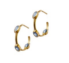 Rossella Ugolini Blue Topaz 18K Yellow Gold Unisex Hoops Earrings