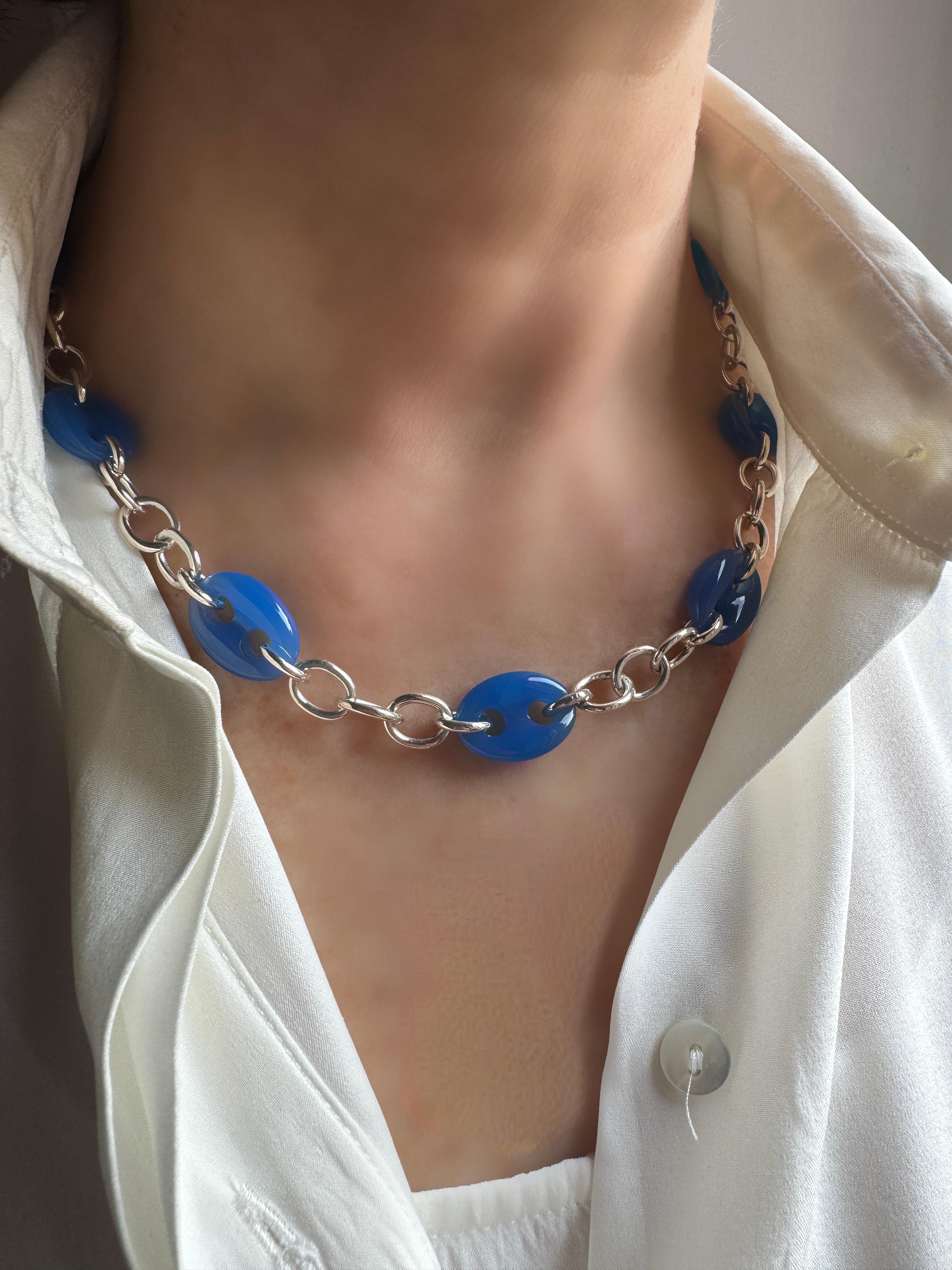 Rossella Ugolini Catena D'Ancre Collana a catena in agata blu A. Silver in vendita 9