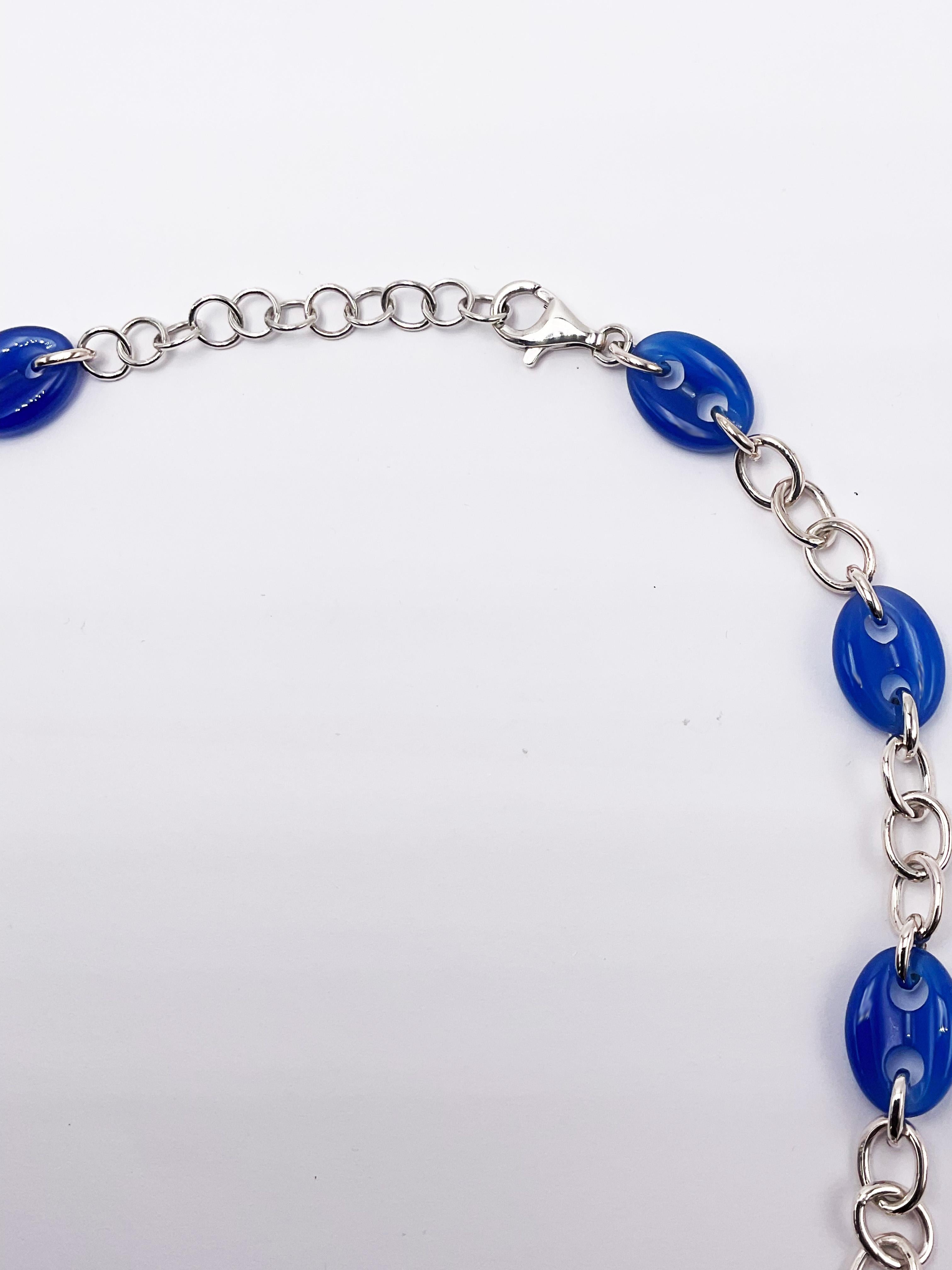 Rossella Ugolini Catena D'Ancre Collana a catena in agata blu A. Silver In condizioni Nuovo in vendita a Rome, IT