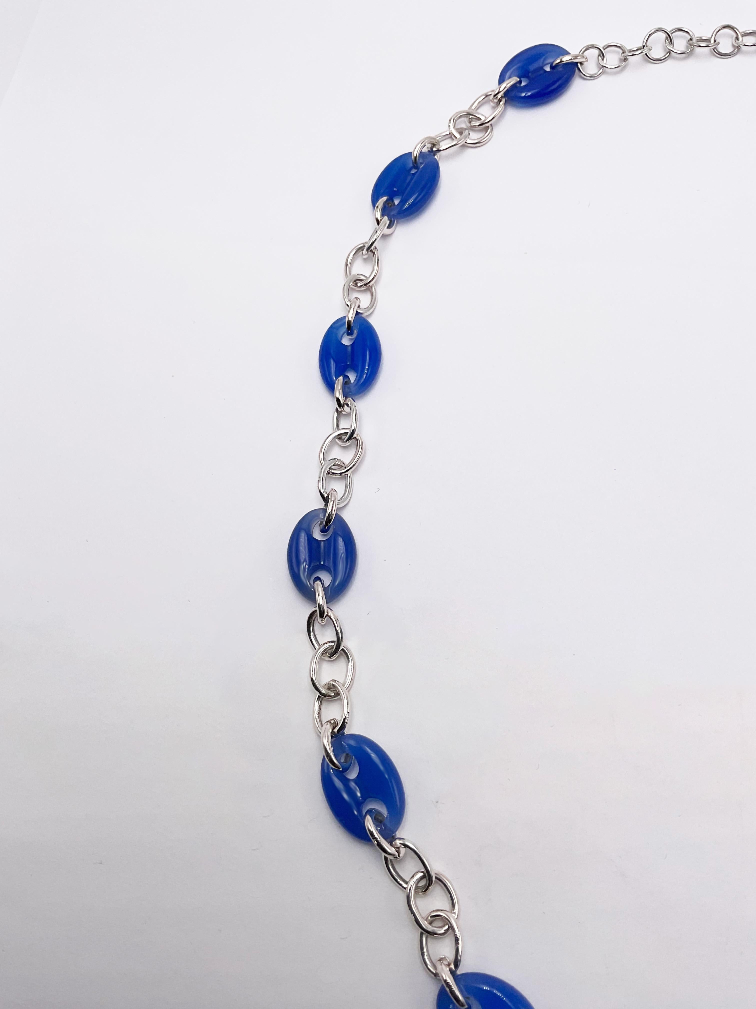 Rossella Ugolini Catena D'Ancre Collana a catena in agata blu A. Silver in vendita 1