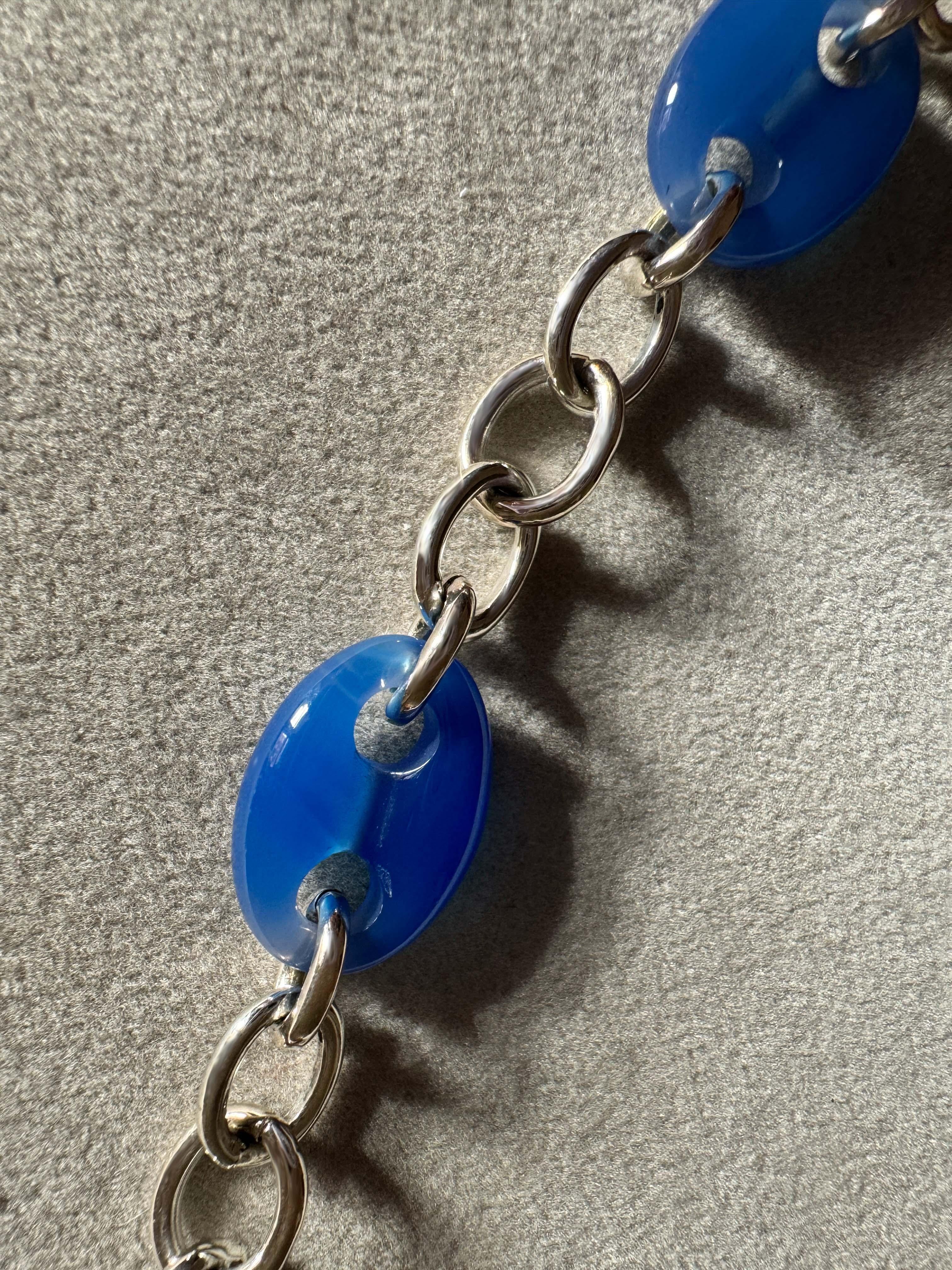 Rossella Ugolini Catena D'Ancre Collana a catena in agata blu A. Silver in vendita 2