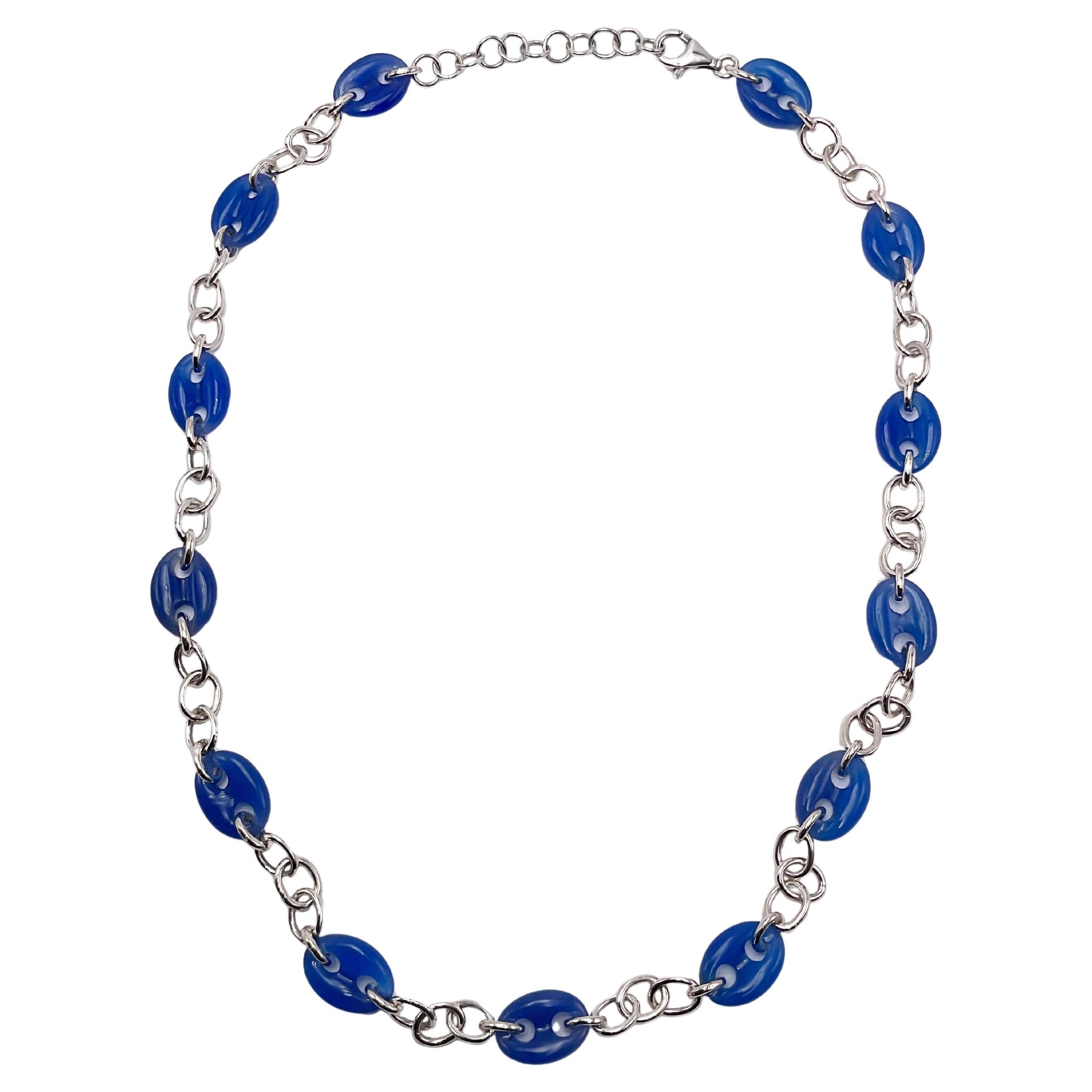 Rossella Ugolini Kette D'Ancre Blauer Achat Sterlingsilber Kette Halskette