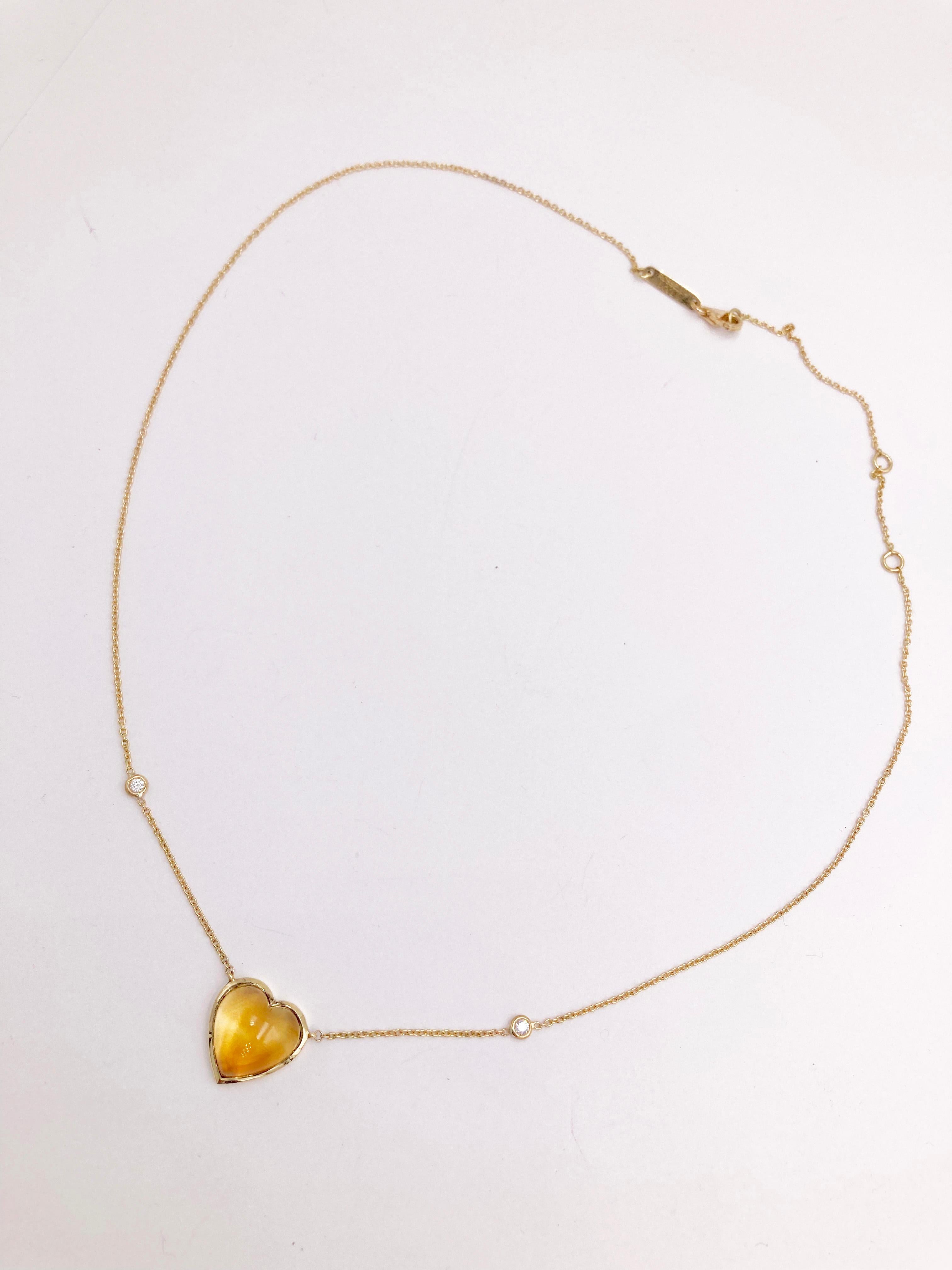 Available Now Rossella Ugolini Citrine Love Heart 18K Gold Diamonds  Necklace For Sale 5