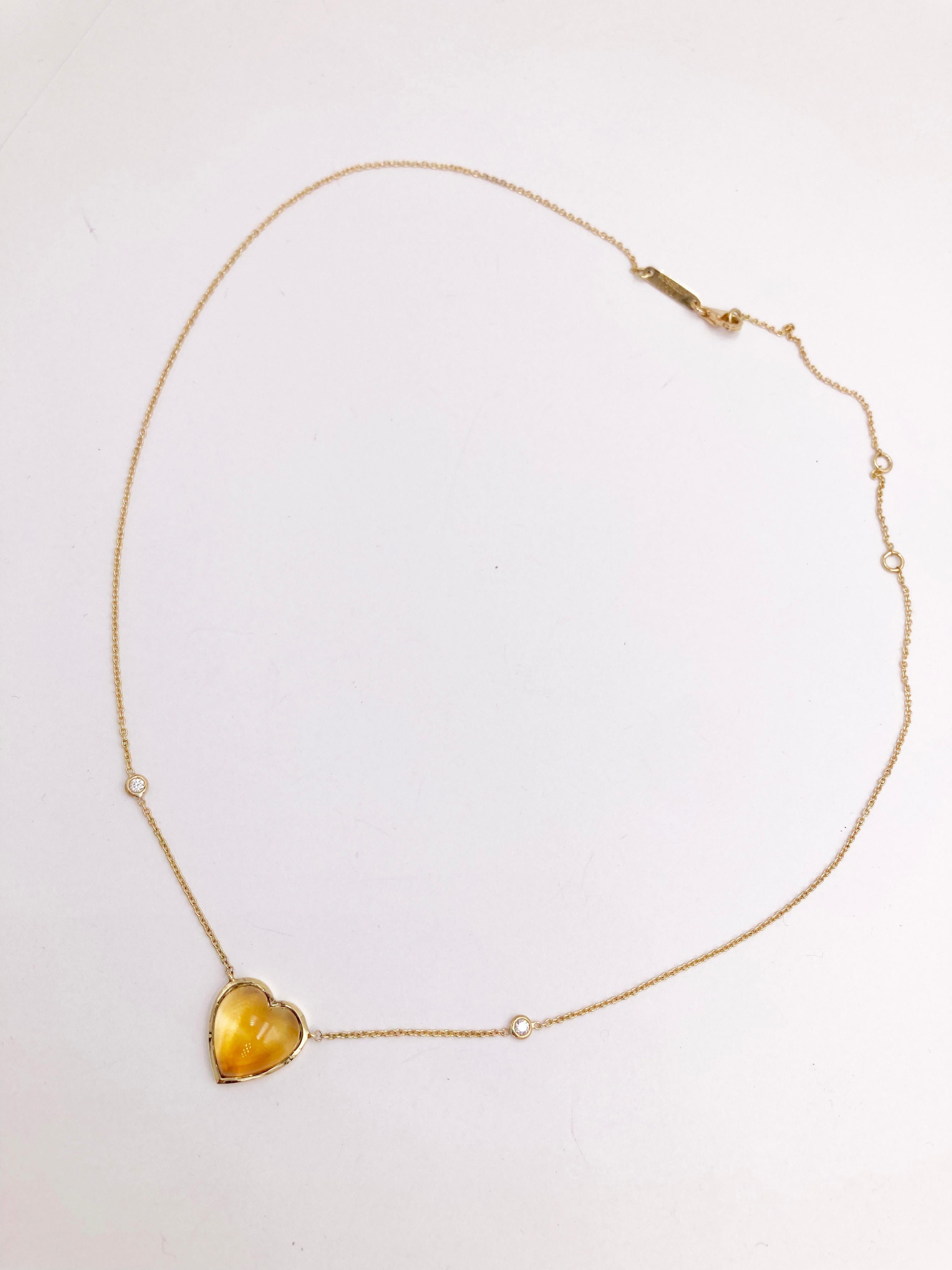 Available Now Rossella Ugolini Citrine Love Heart 18K Gold Diamonds  Necklace For Sale 10
