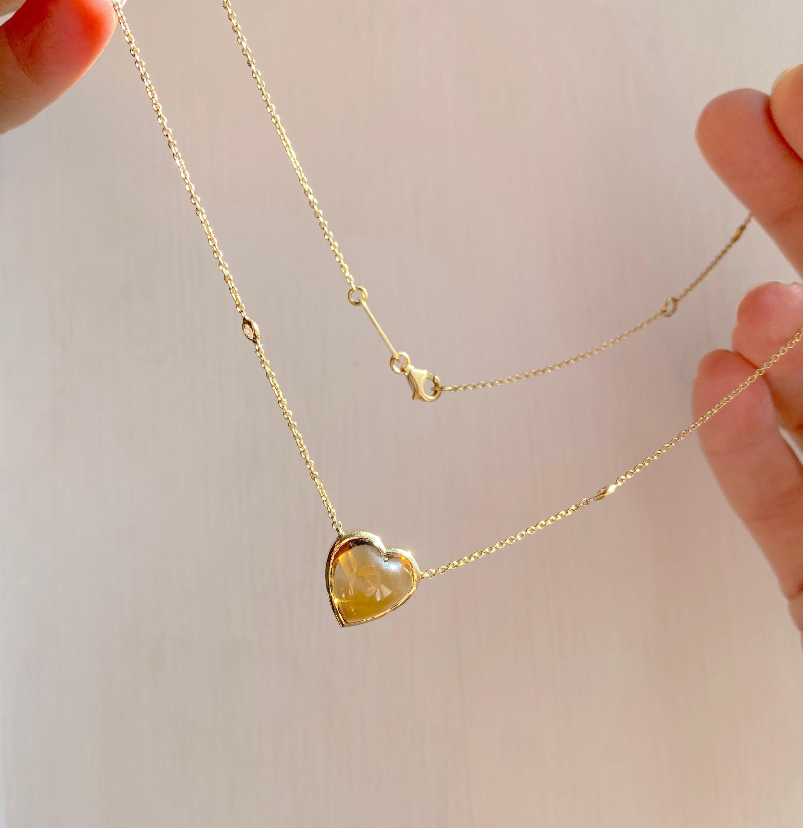 Available Now Rossella Ugolini Citrine Love Heart 18K Gold Diamonds  Necklace For Sale 4