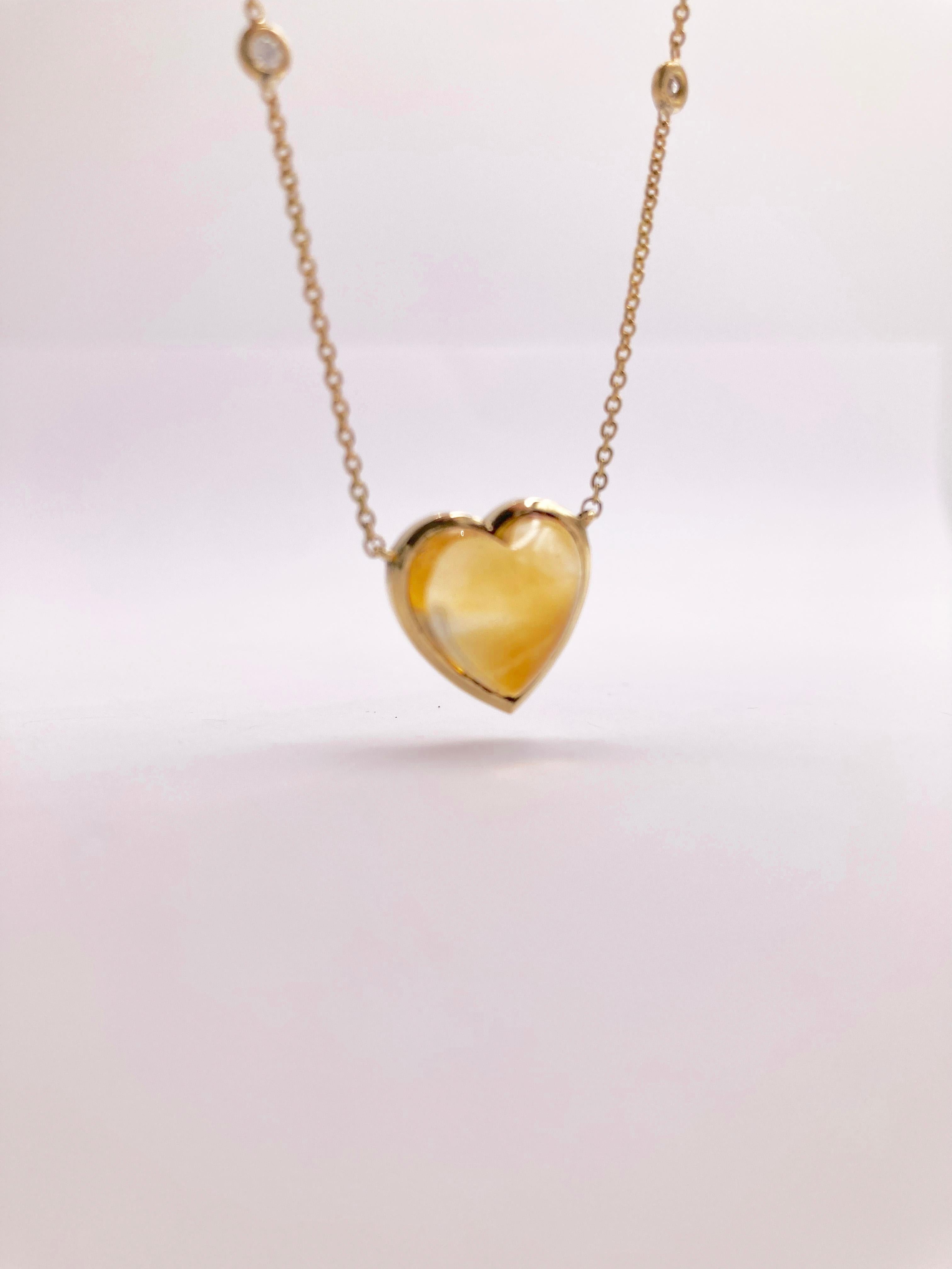 Available Now Rossella Ugolini Citrine Love Heart 18K Gold Diamonds  Necklace For Sale 6