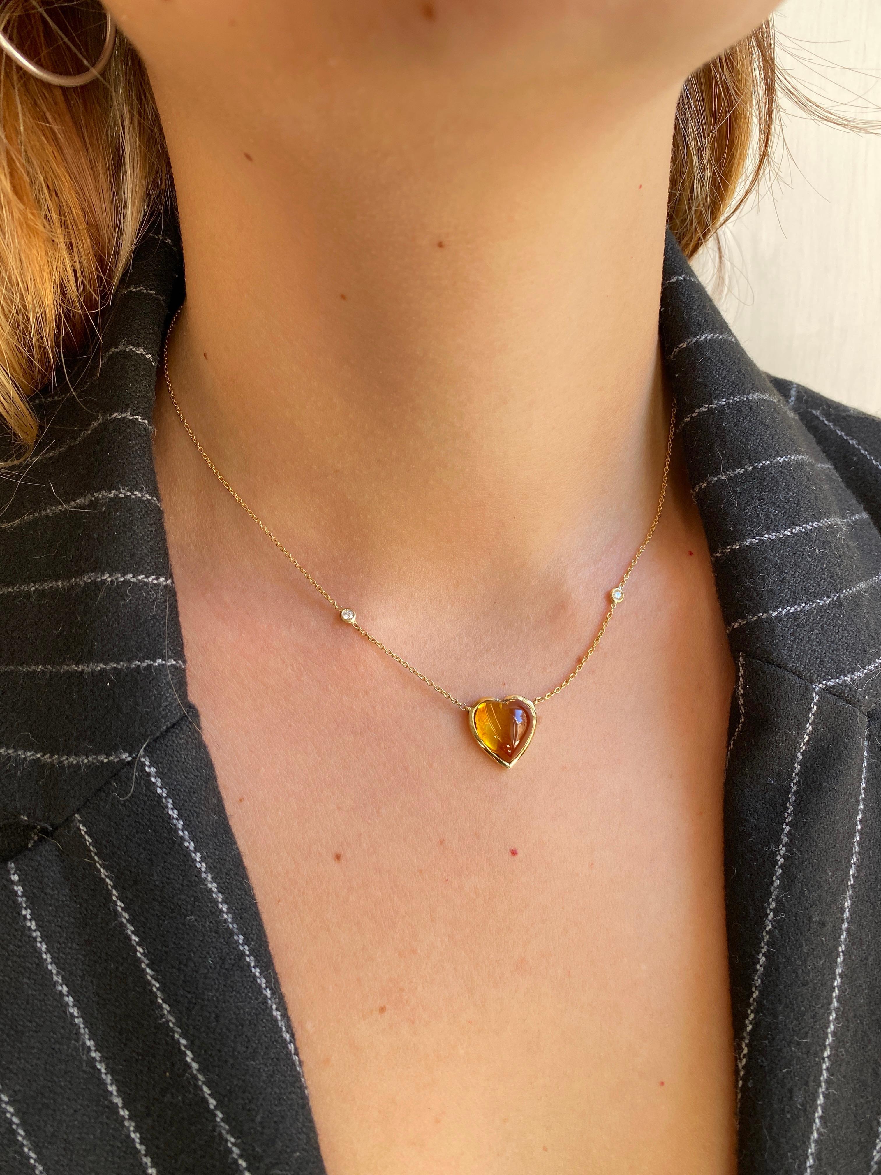 Available Now Rossella Ugolini Citrine Love Heart 18K Gold Diamonds  Necklace For Sale 9