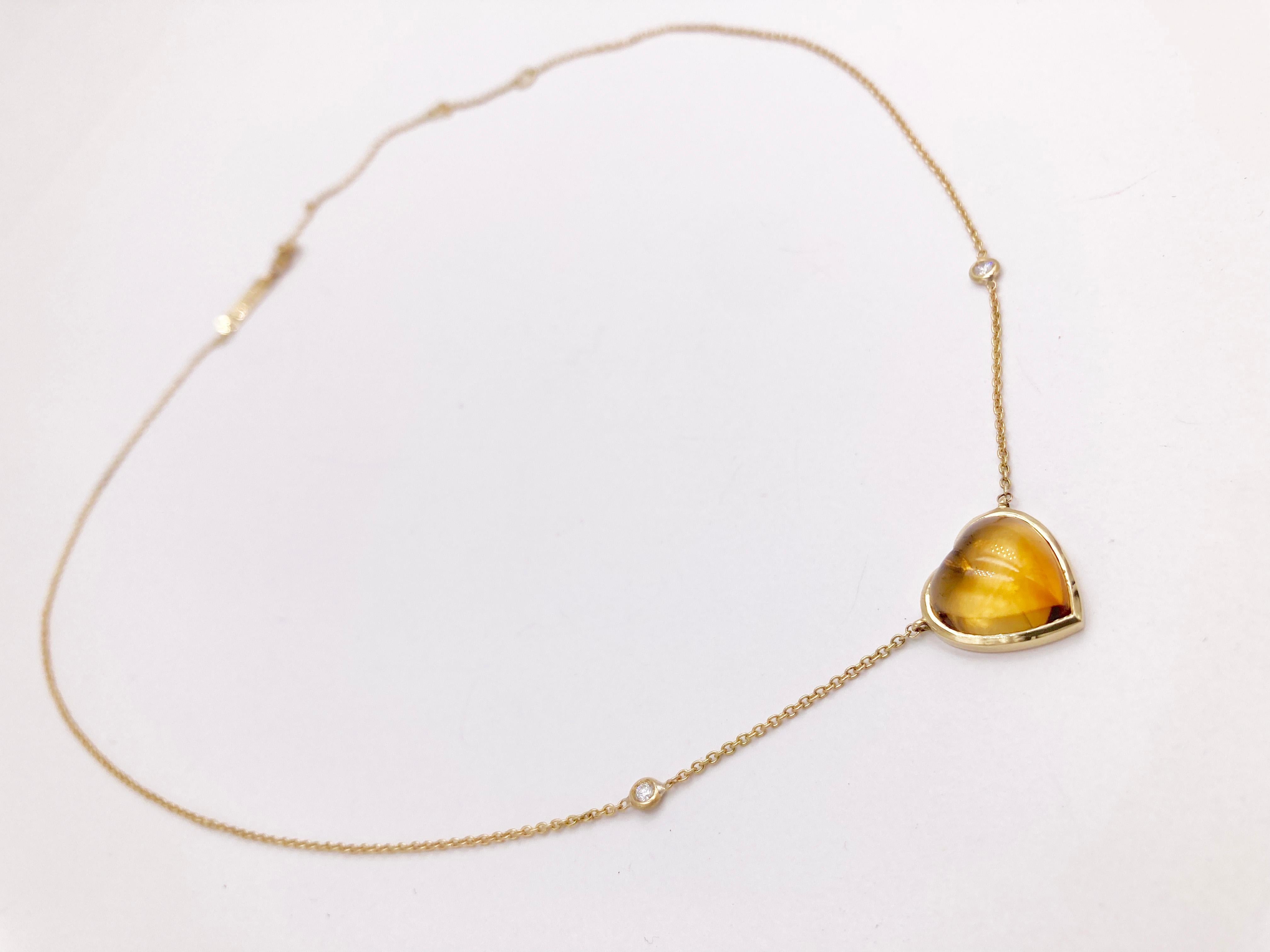 Available Now Rossella Ugolini Citrine Love Heart 18K Gold Diamonds  Necklace For Sale 2