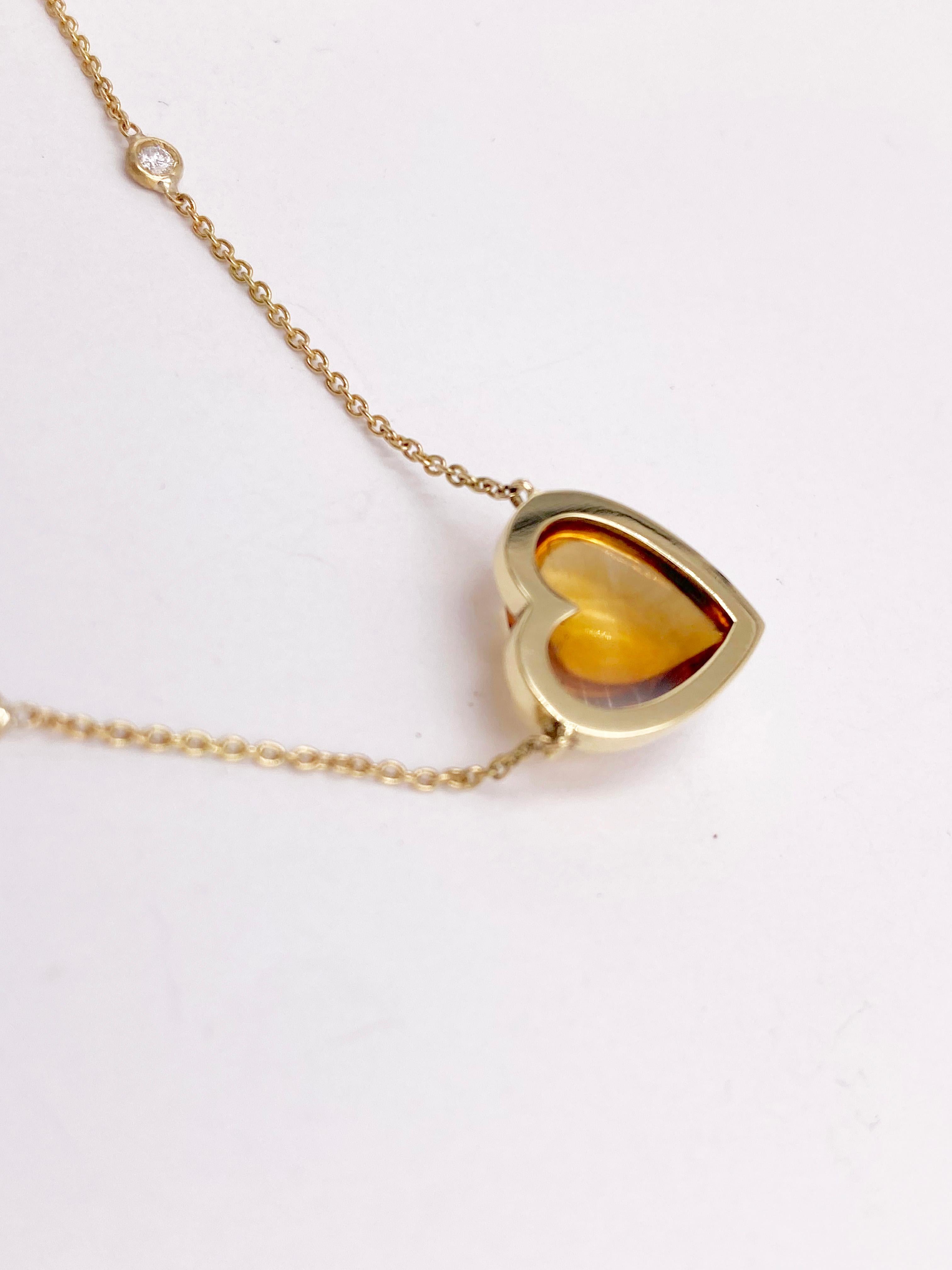 Available Now Rossella Ugolini Citrine Love Heart 18K Gold Diamonds  Necklace For Sale 7