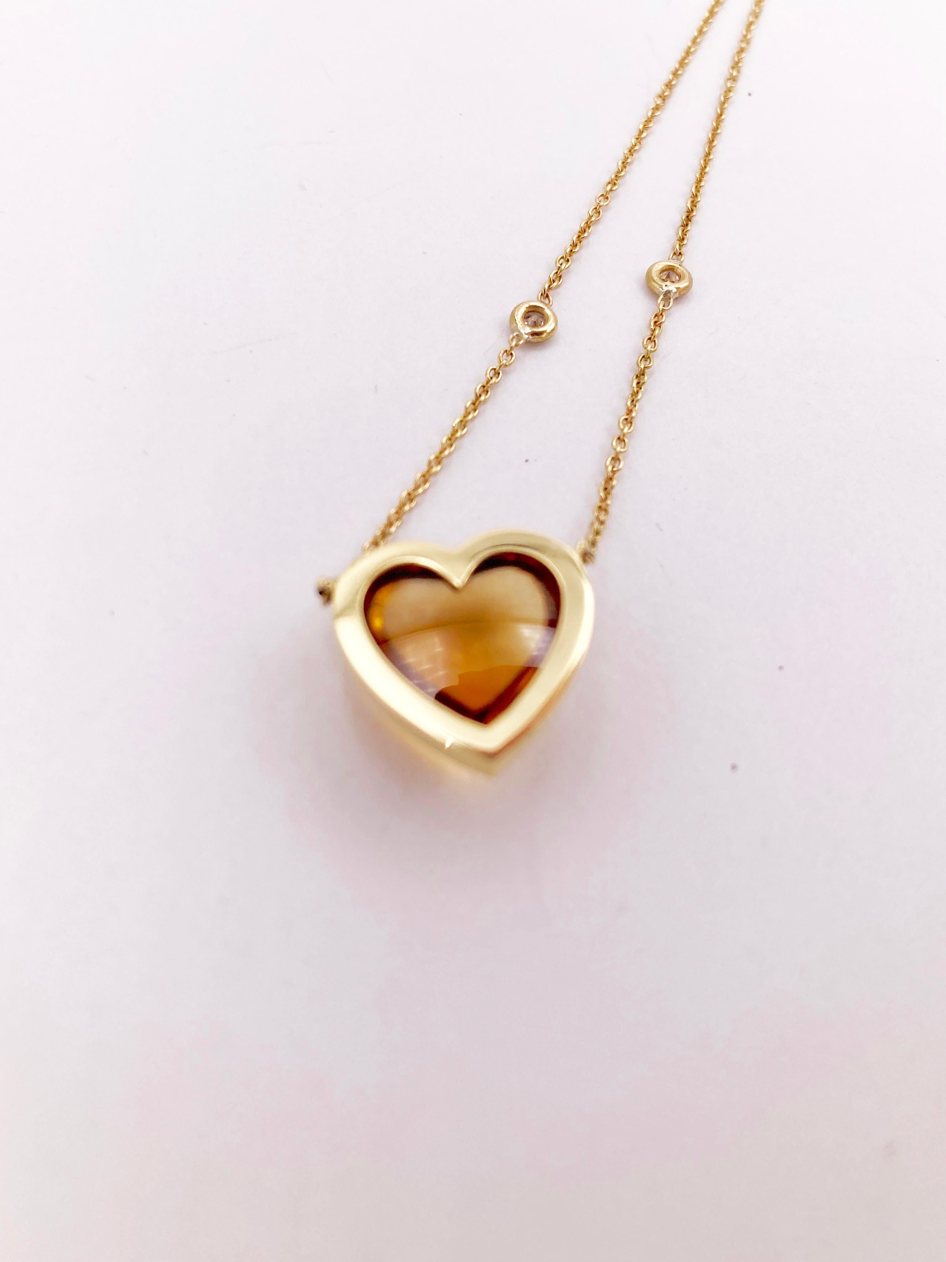 Available Now Rossella Ugolini Citrine Love Heart 18K Gold Diamonds  Necklace For Sale 8