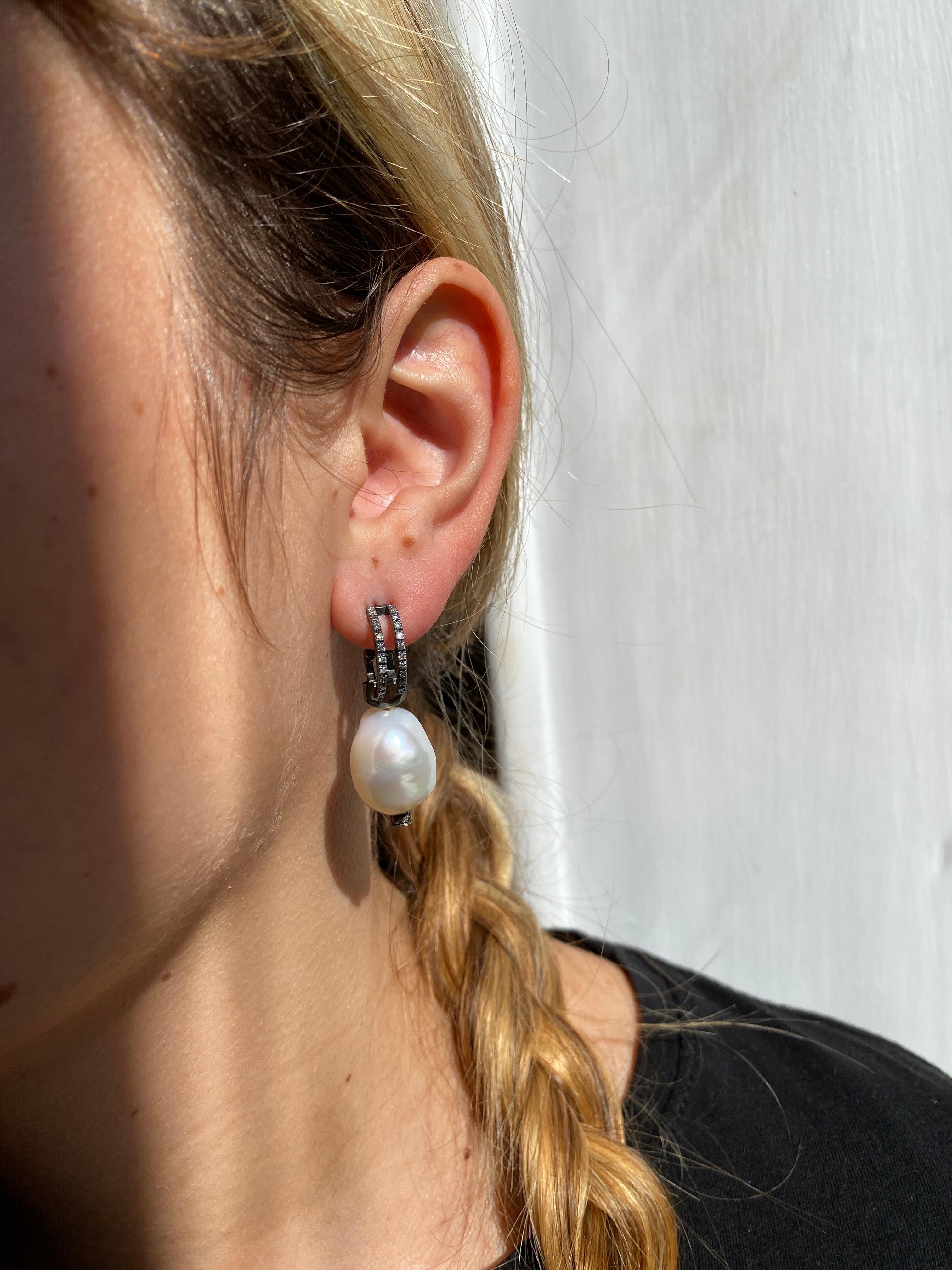 Modern Rossella Ugolini Detachable White Diamonds Hoop Earrings For Sale