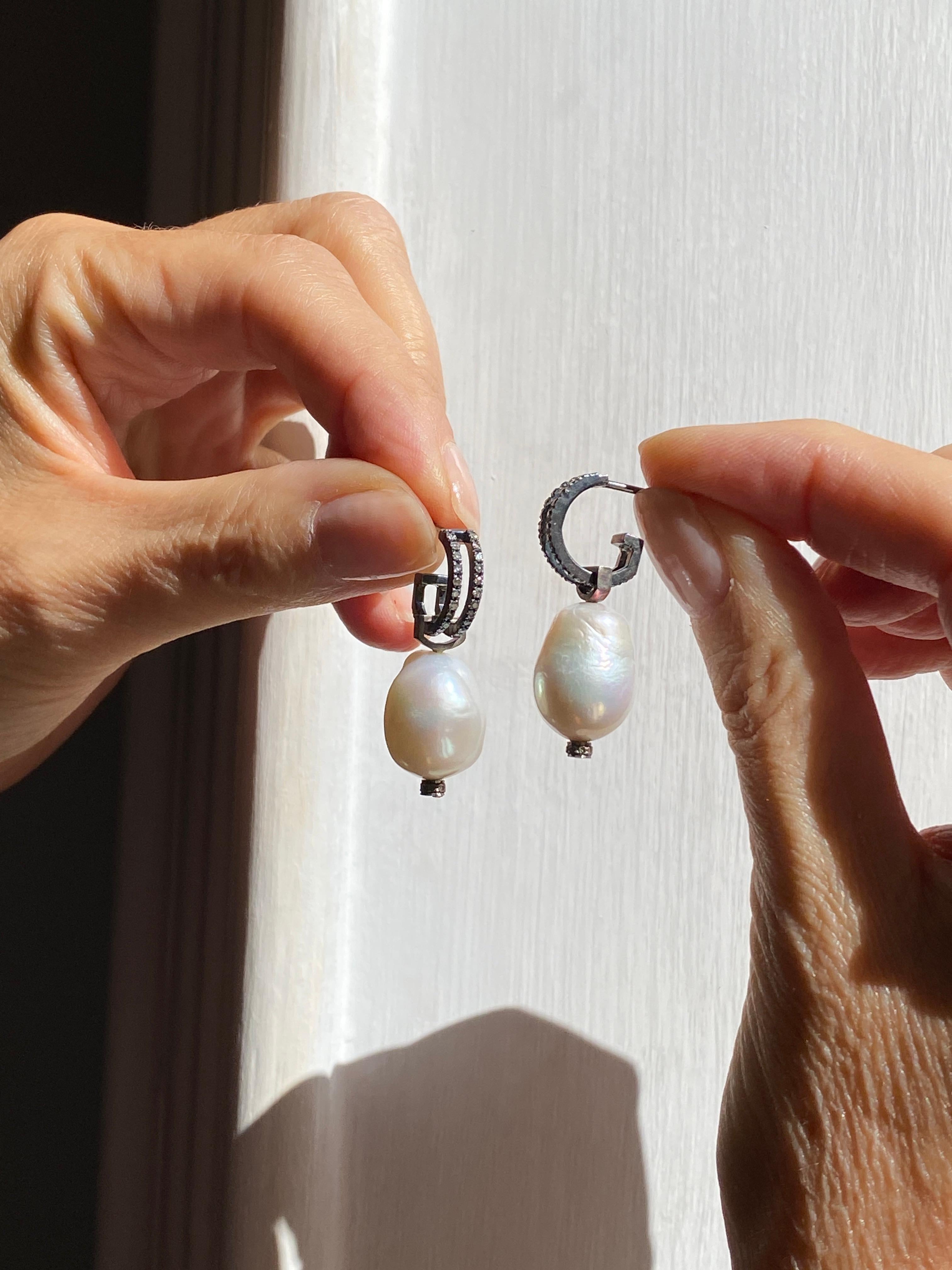 Women's or Men's Rossella Ugolini Detachable White Diamonds Hoop Earrings For Sale