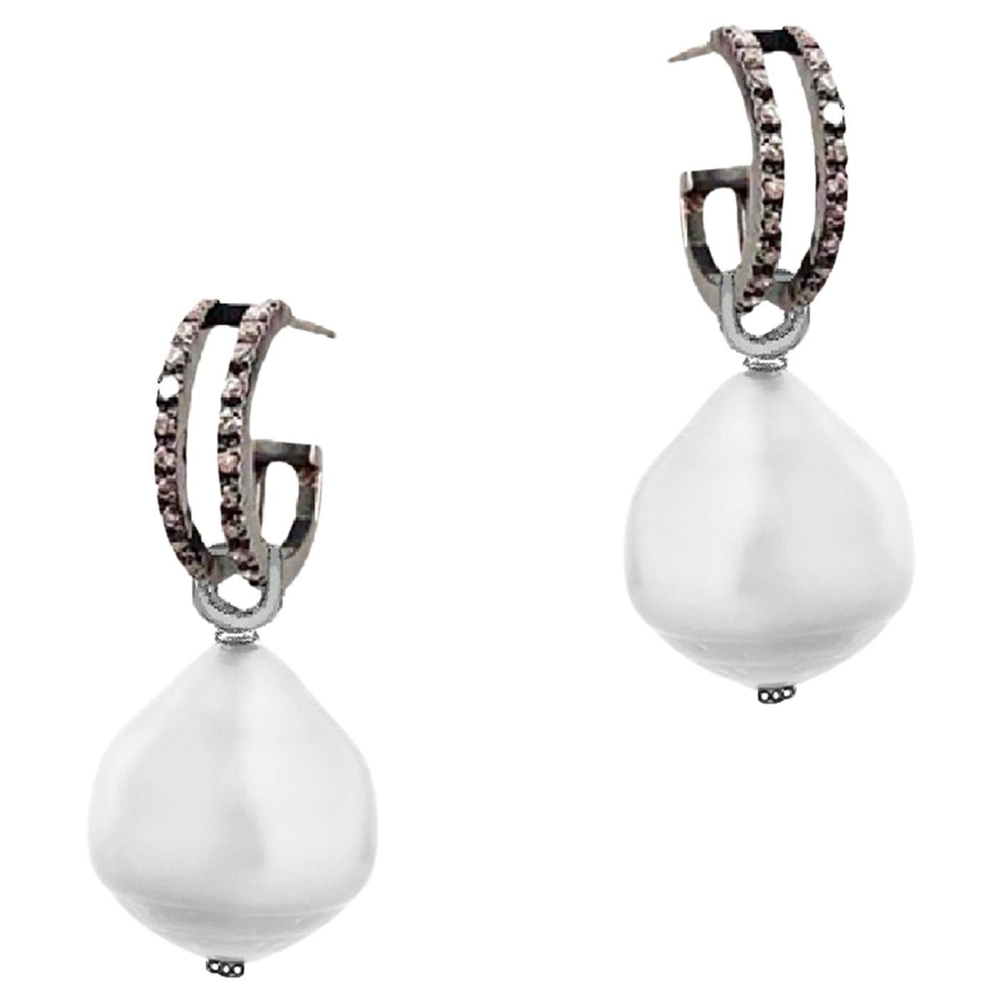 Rossella Ugolini Detachable White Diamonds Hoop Earrings For Sale