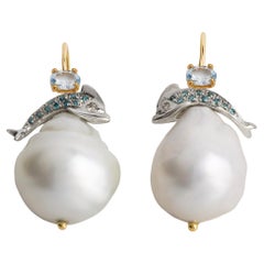 Rossella Ugolini Dolphins Sapphires Aquamarine Diamonds Earrings