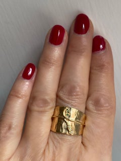 Rossella Ugolini Emeralds Diamonds Gold Snake Hammered Band Ring