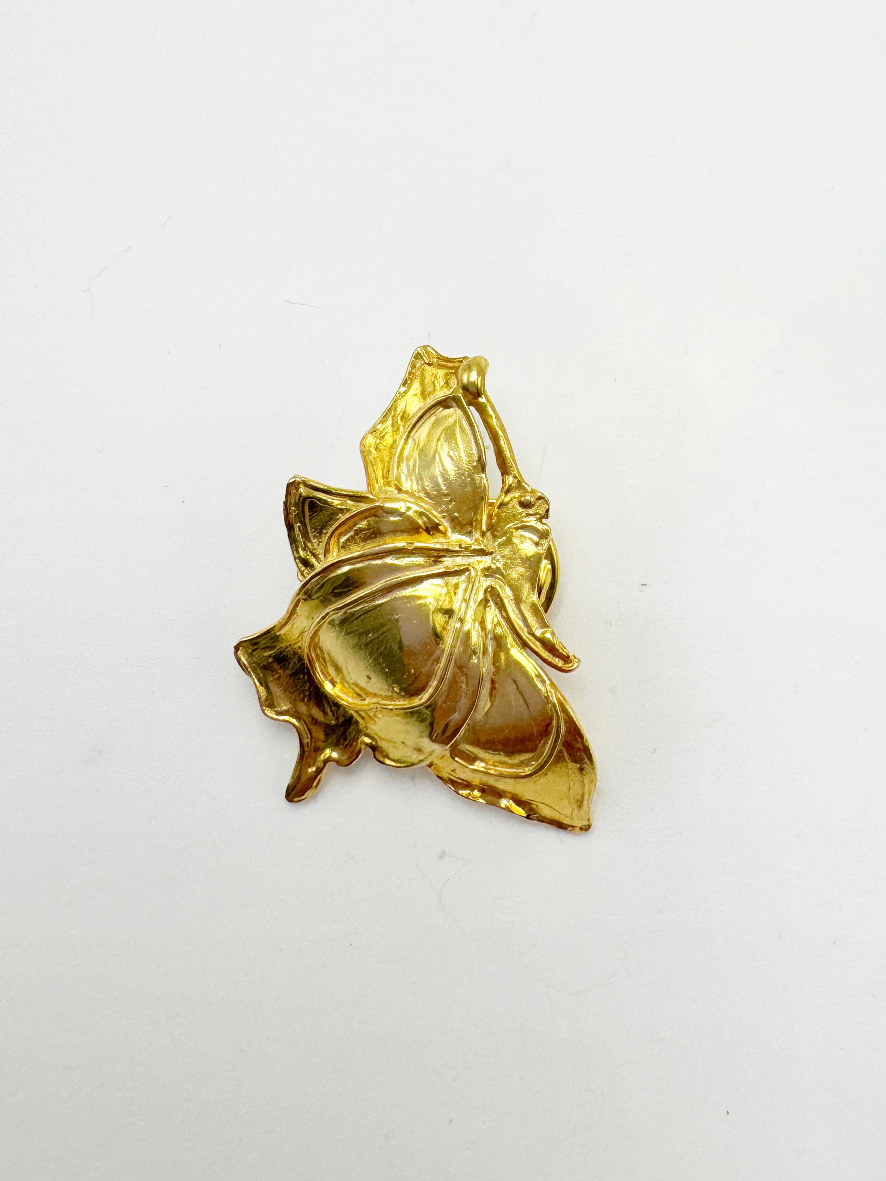 Rossella Ugolini Broche papillon éphémère en plaqué or jaune 24 carats en vente 9