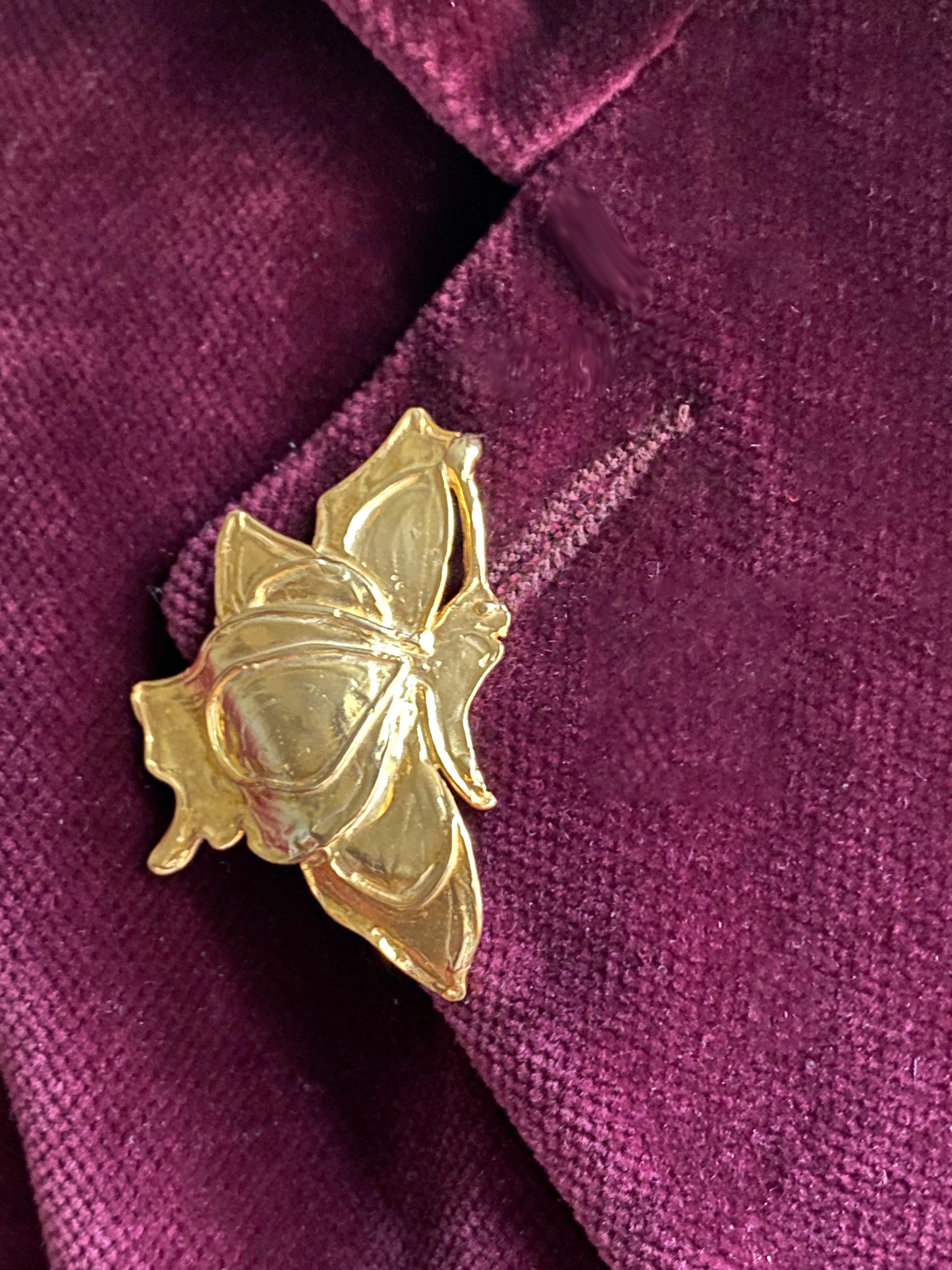 Art nouveau Rossella Ugolini Broche papillon éphémère en plaqué or jaune 24 carats en vente