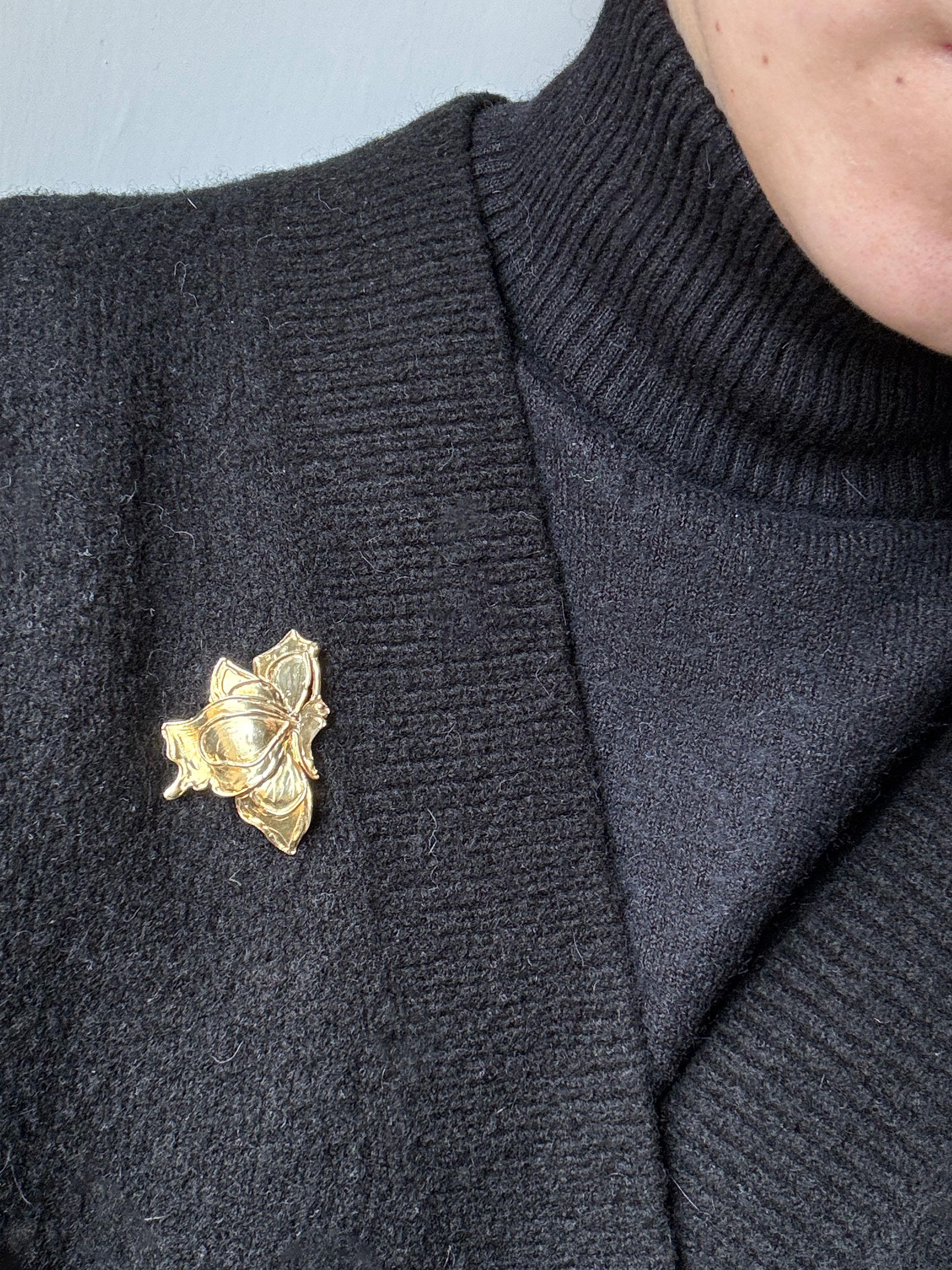 Rossella Ugolini Broche papillon éphémère en plaqué or jaune 24 carats Neuf - En vente à Rome, IT