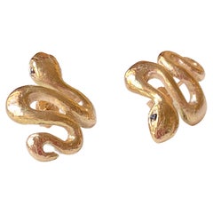 Rossella Ugolini Handcrafted 18K Hammered Yellow Gold Diamonds Stud Earrings