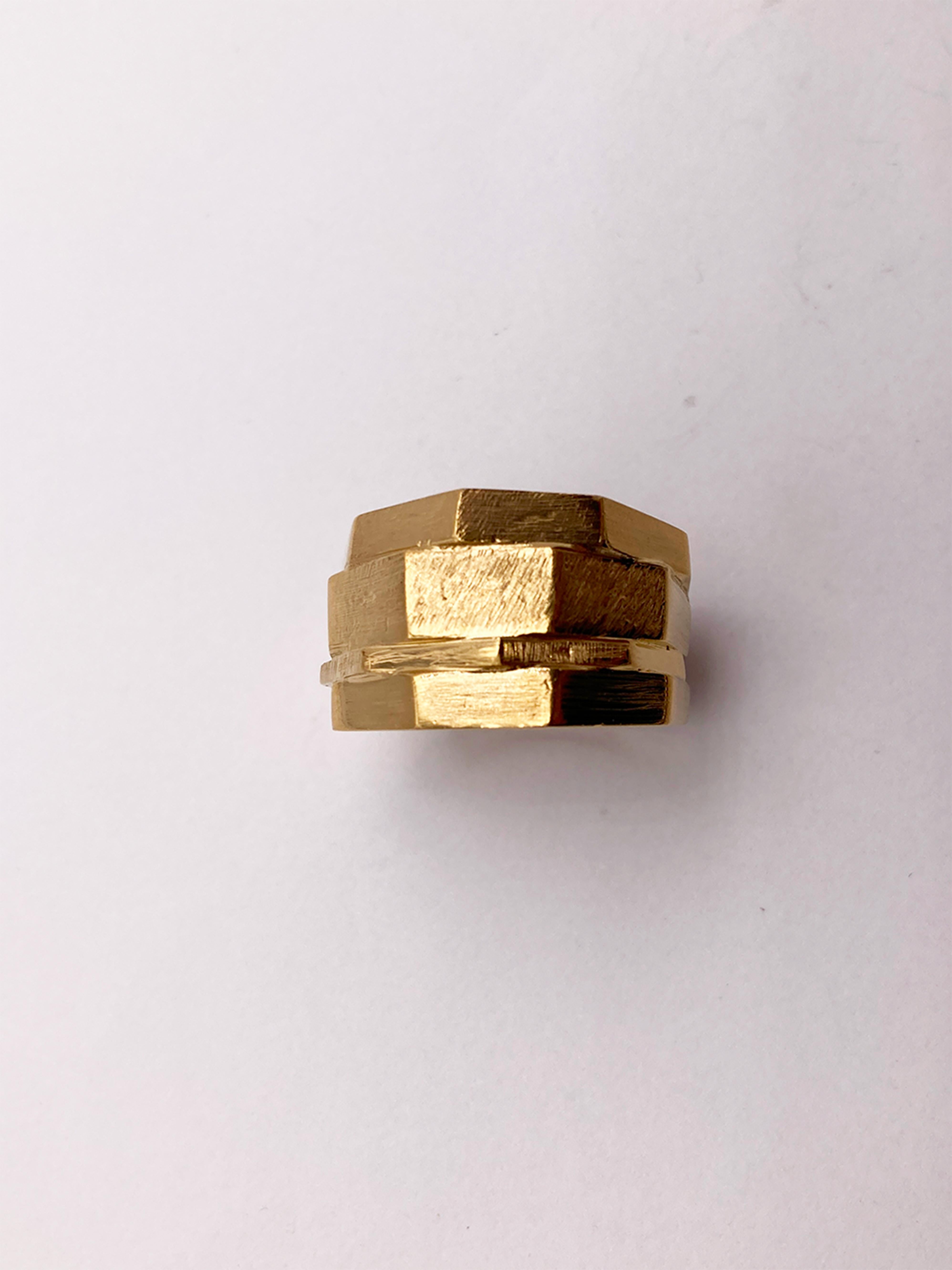 Rossella Ugolini Handcrafted 18K Yellow Gold Man Unique Ring For Sale 2