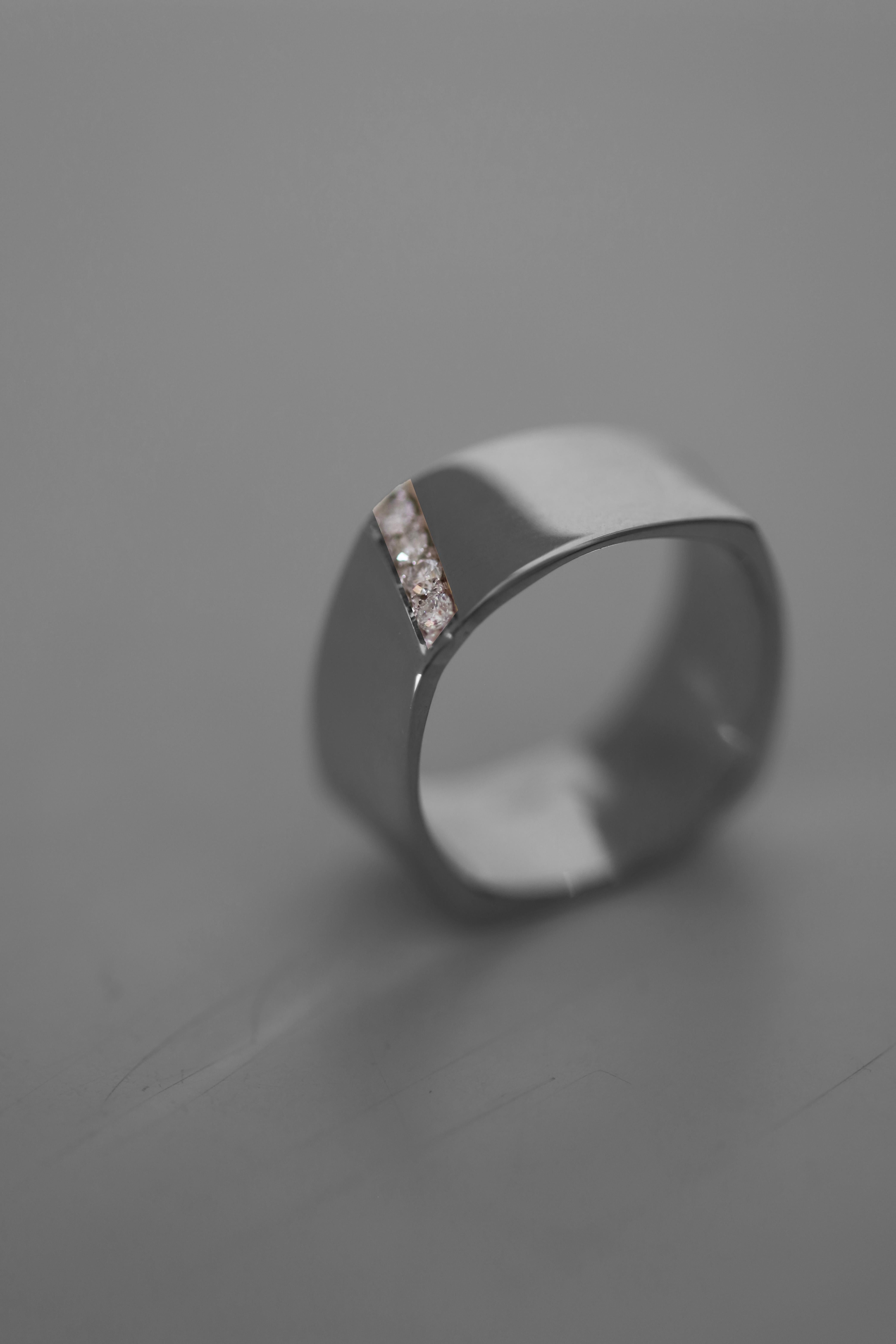 Rossella Ugolini Man Platinum Diamonds Cigar Band Engagement Ring For Sale 4