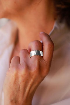 Rossella Ugolini Man Platinum Diamonds Cigar Band Engagement Ring