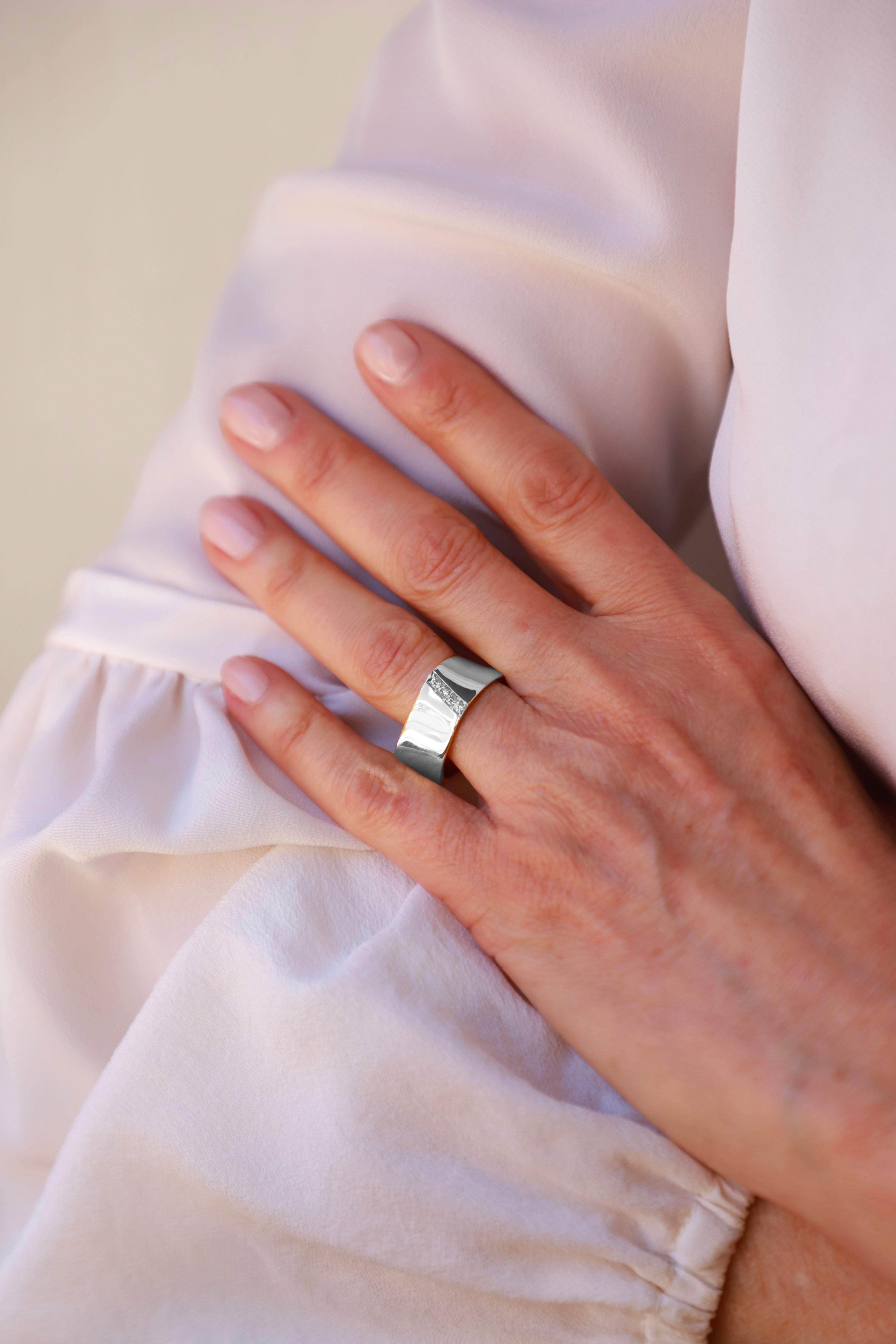 Men's Rossella Ugolini Man Platinum Diamonds Cigar Band Engagement Ring For Sale
