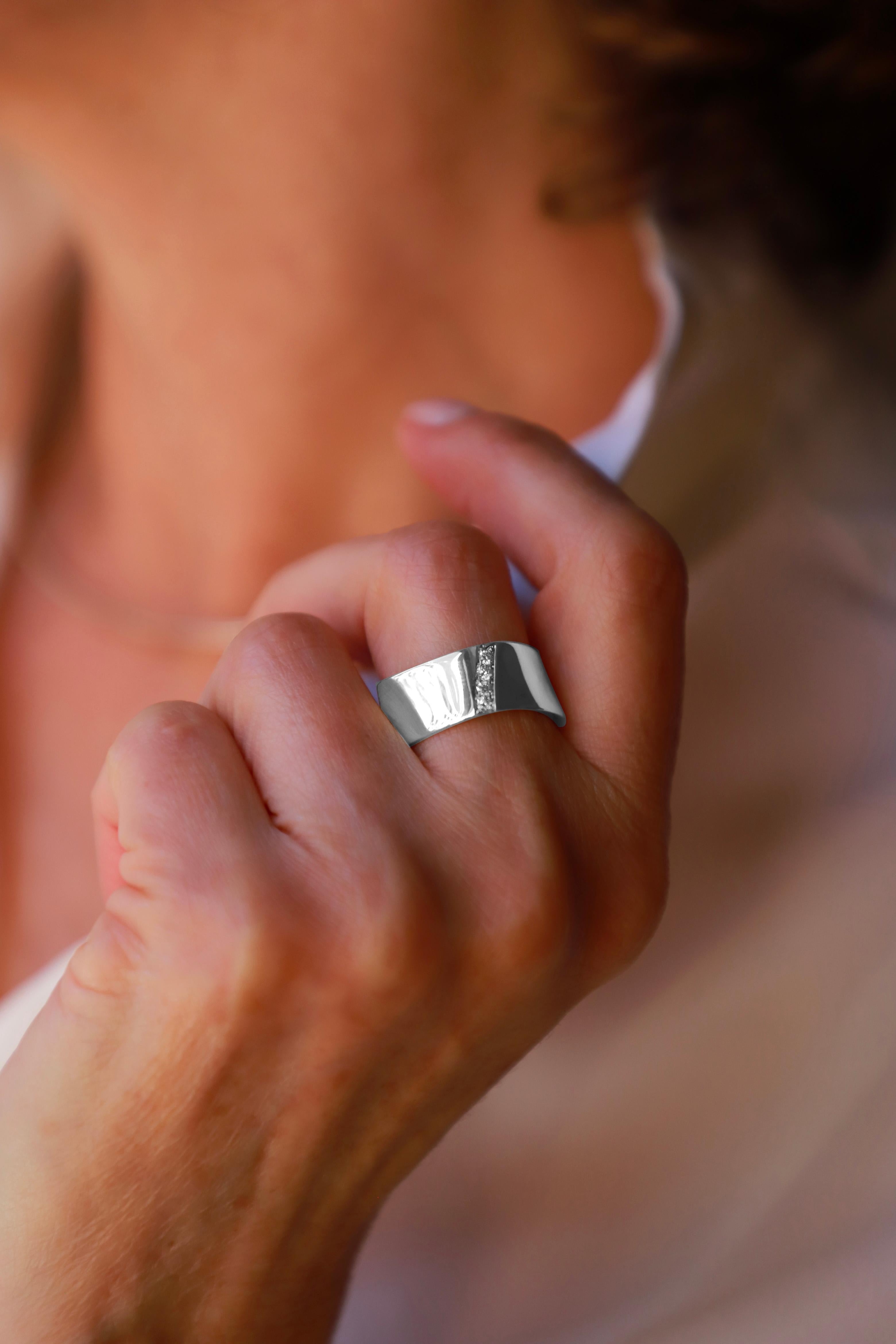Rossella Ugolini Man Platinum Diamonds Cigar Band Engagement Ring For Sale 3