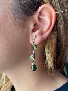Rossella Ugolini Modern Style 18K Gold Tourmaline Peridot Tsavorite Earrings