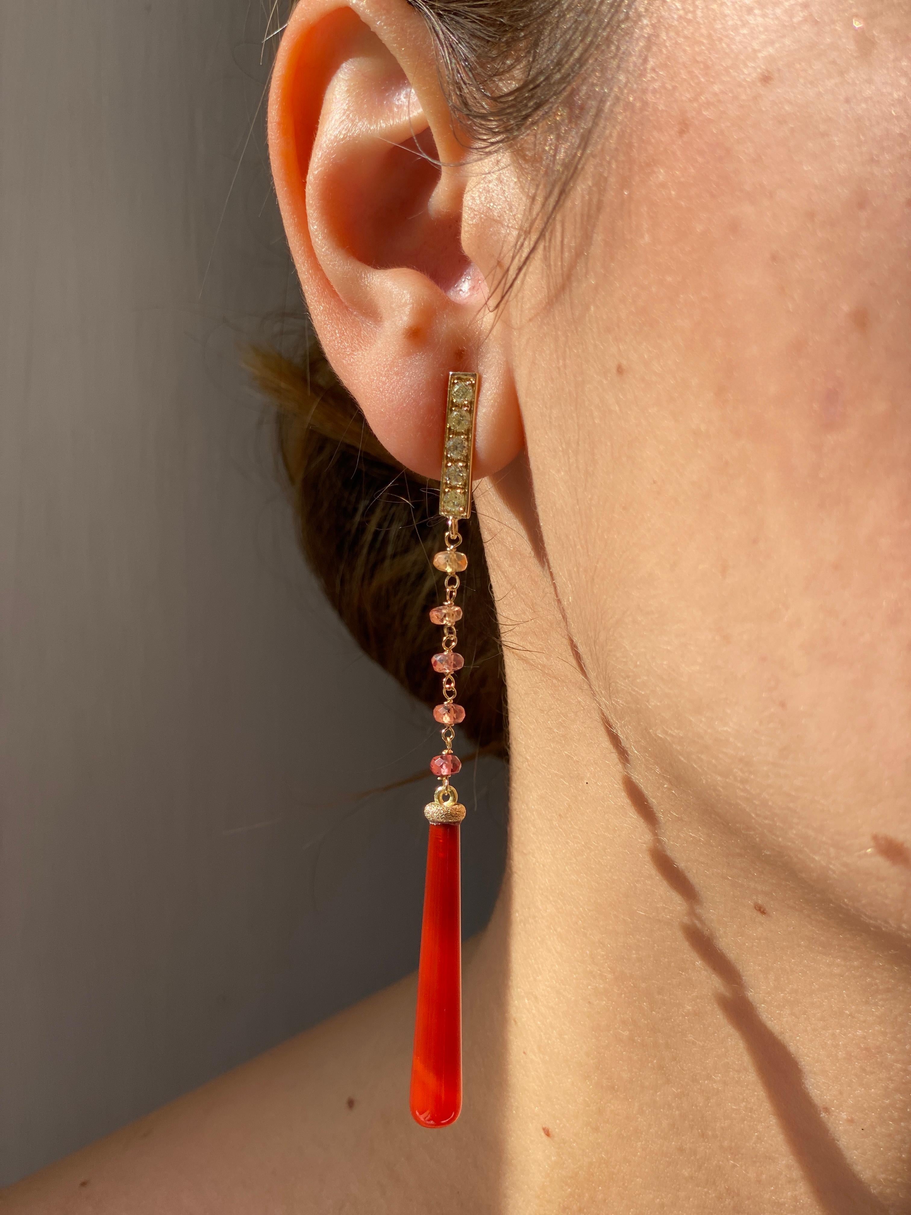 Rossella Ugolini, boucles d'oreilles en or 18 carats, saphirs multicolores et diamants jaune canari en vente 7