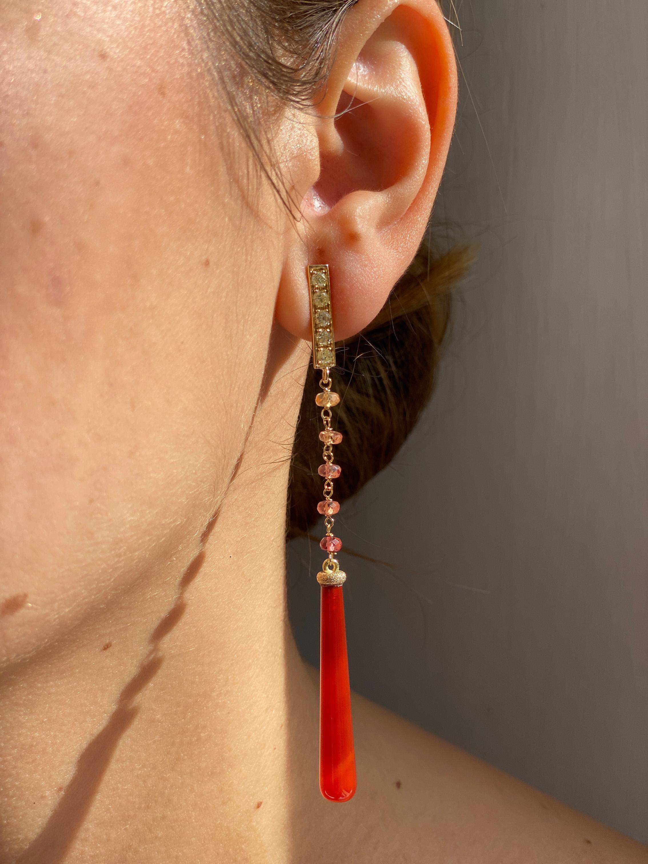 Rossella Ugolini, boucles d'oreilles en or 18 carats, saphirs multicolores et diamants jaune canari en vente 8