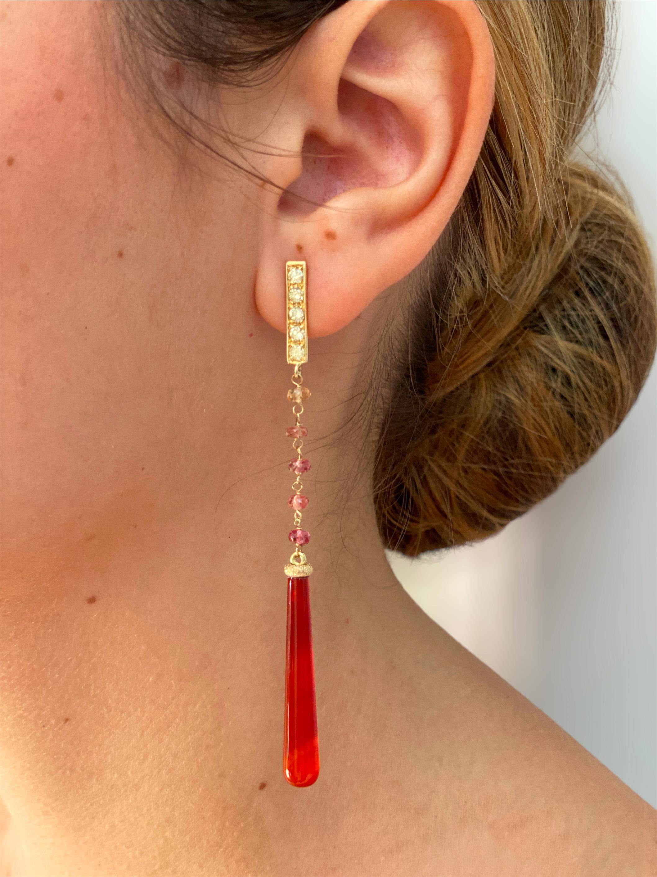 Rossella Ugolini, boucles d'oreilles en or 18 carats, saphirs multicolores et diamants jaune canari en vente 4