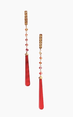 Rossella Ugolini, boucles d'oreilles en or 18 carats, saphirs multicolores et diamants jaune canari
