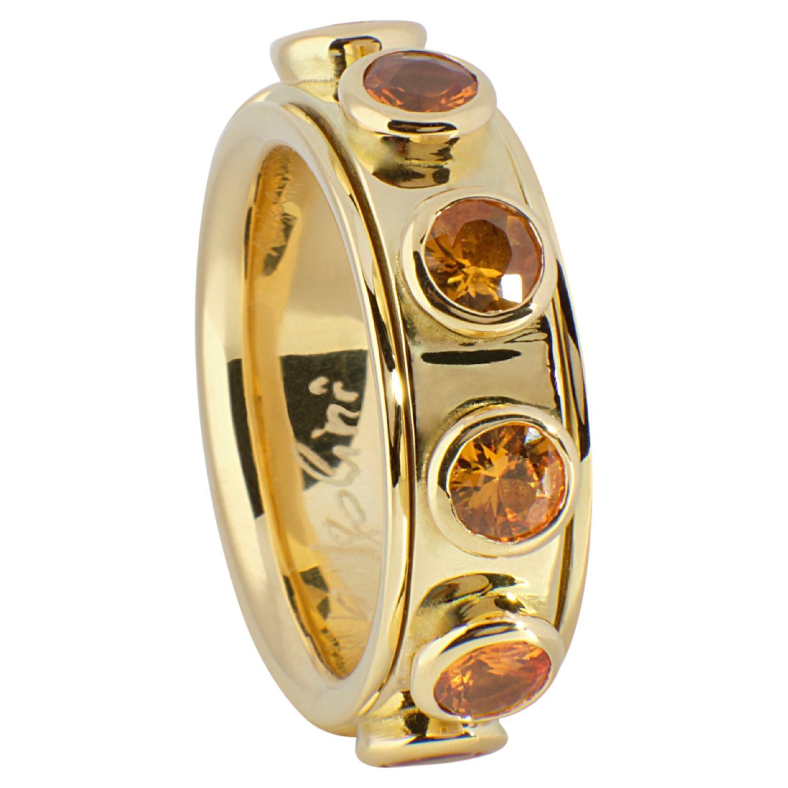Rossella Ugolini "No Stress" 18K Gold Yellow Sapphire Spinning Band Ring For Sale