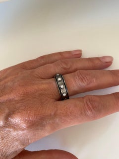 Rossella Ugolini "No Stress" White Diamond 18k Black Gold Rotating Band Man Ring