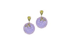 Rossella Ugolini Peridot 18K Yellow Gold 0.20 Carats Diamonds Floral Earrings